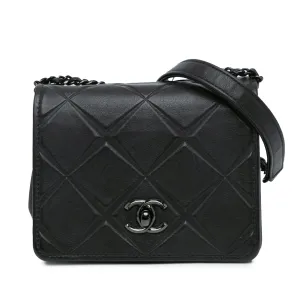Black Chanel Mini Calfskin Propeller Flap Crossbody Bag