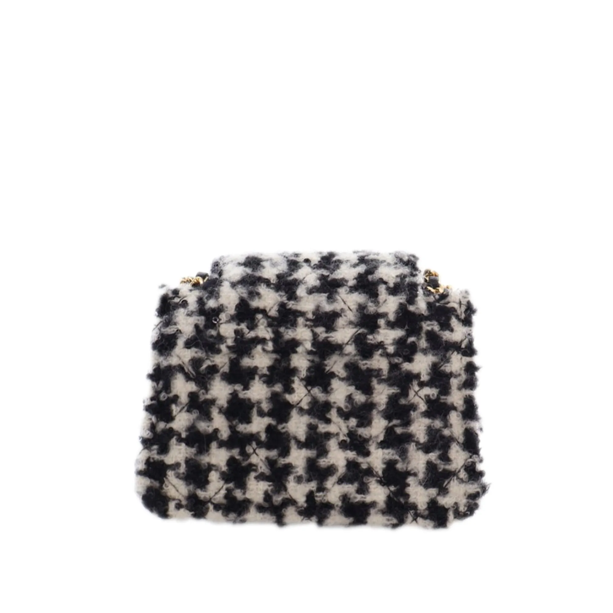 Black Chanel Mini CC Tweed Houndstooth Accordion Flap Crossbody Bag