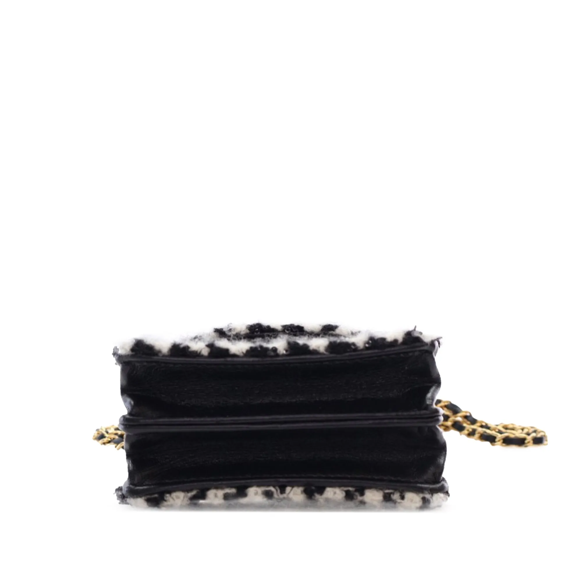 Black Chanel Mini CC Tweed Houndstooth Accordion Flap Crossbody Bag