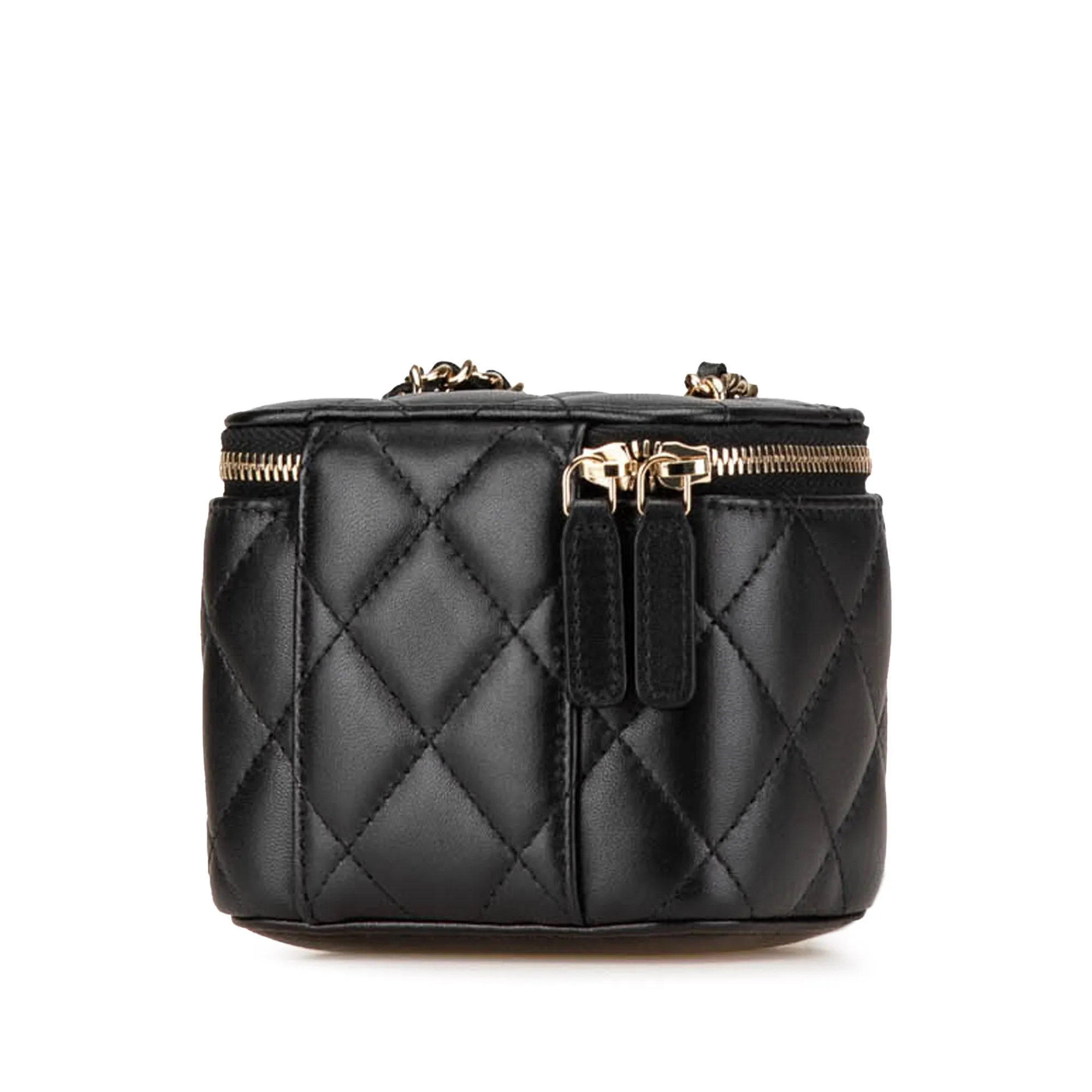 Black Chanel Mini Lambskin Vanity Case with Chain Crossbody Bag