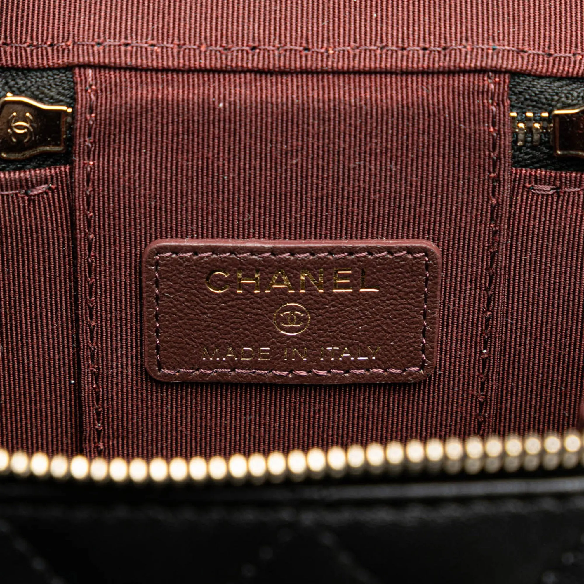 Black Chanel Mini Lambskin Vanity Case with Chain Crossbody Bag