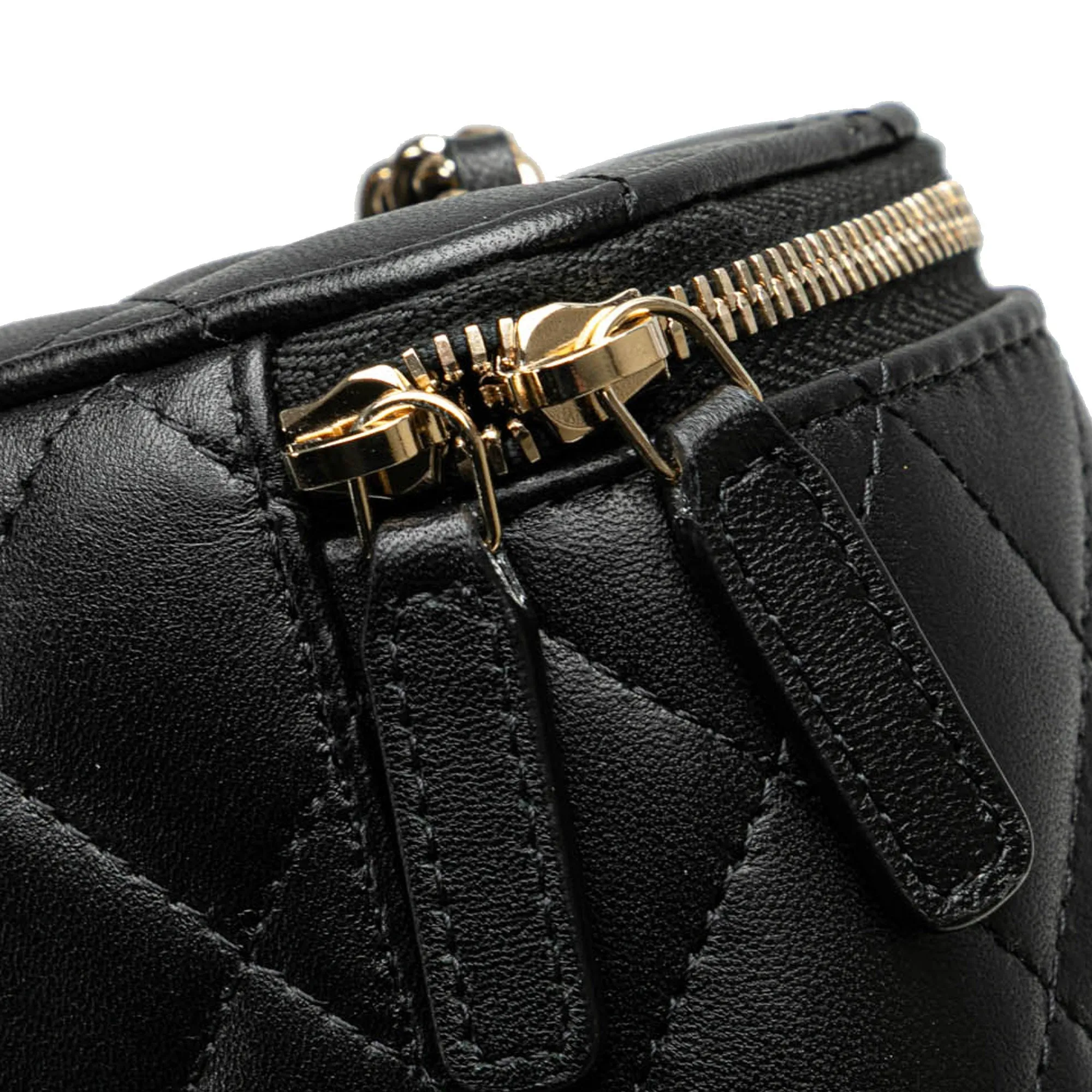 Black Chanel Mini Lambskin Vanity Case with Chain Crossbody Bag