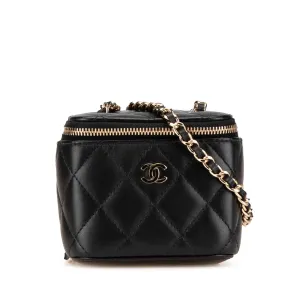 Black Chanel Mini Lambskin Vanity Case with Chain Crossbody Bag