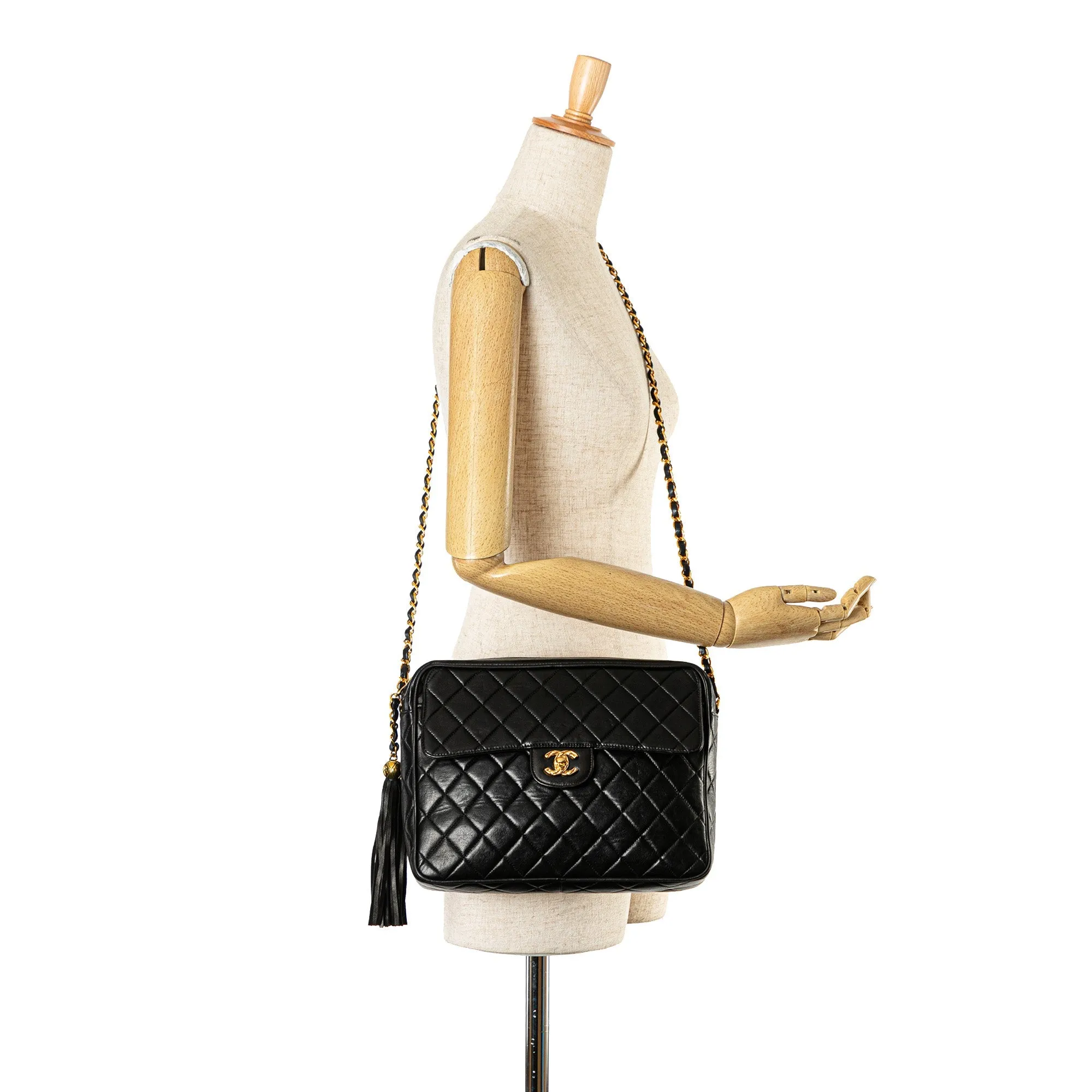 Black Chanel Quilted Lambskin Tassel Camera Bag
