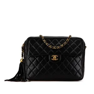 Black Chanel Quilted Lambskin Tassel Camera Bag