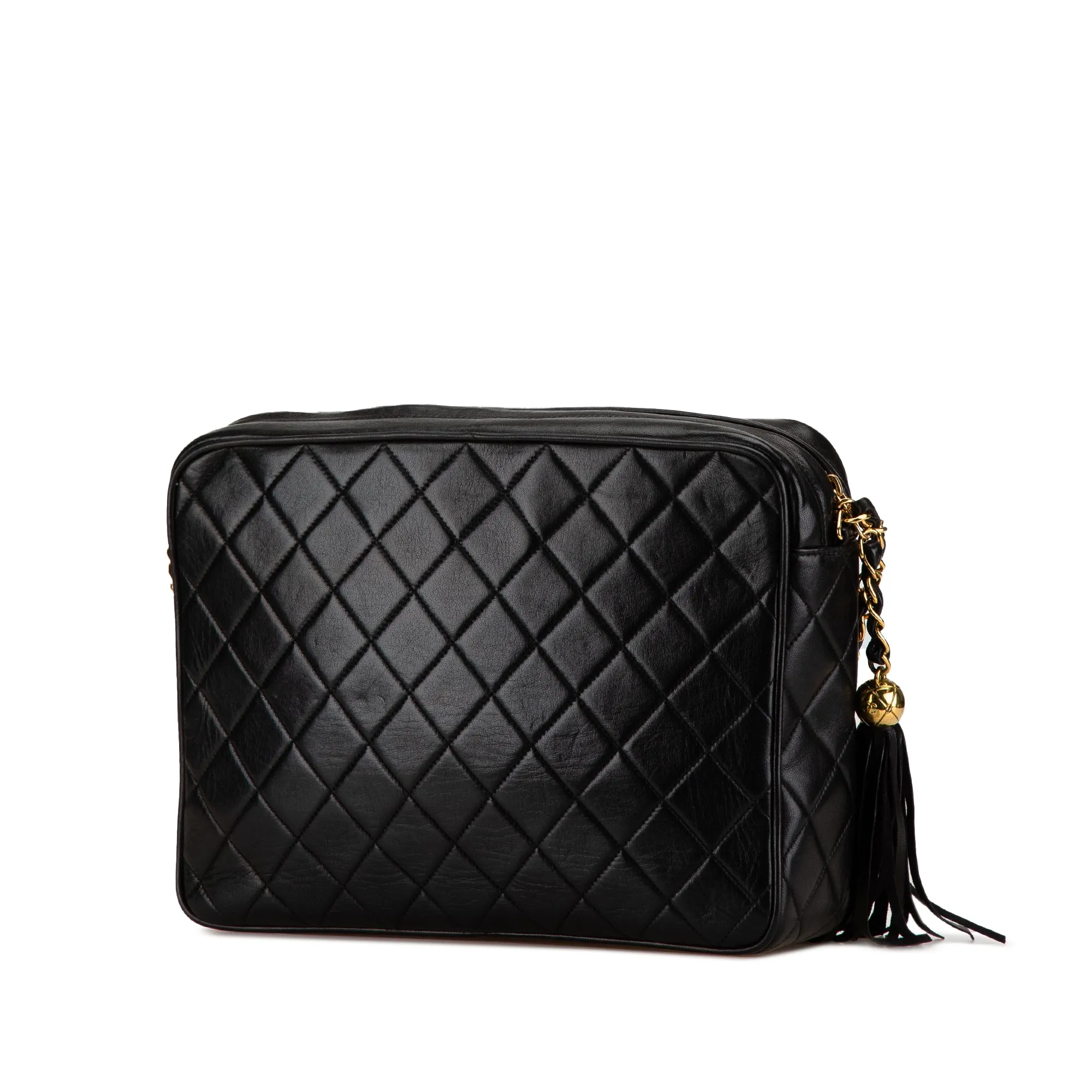 Black Chanel Quilted Lambskin Tassel Camera Bag
