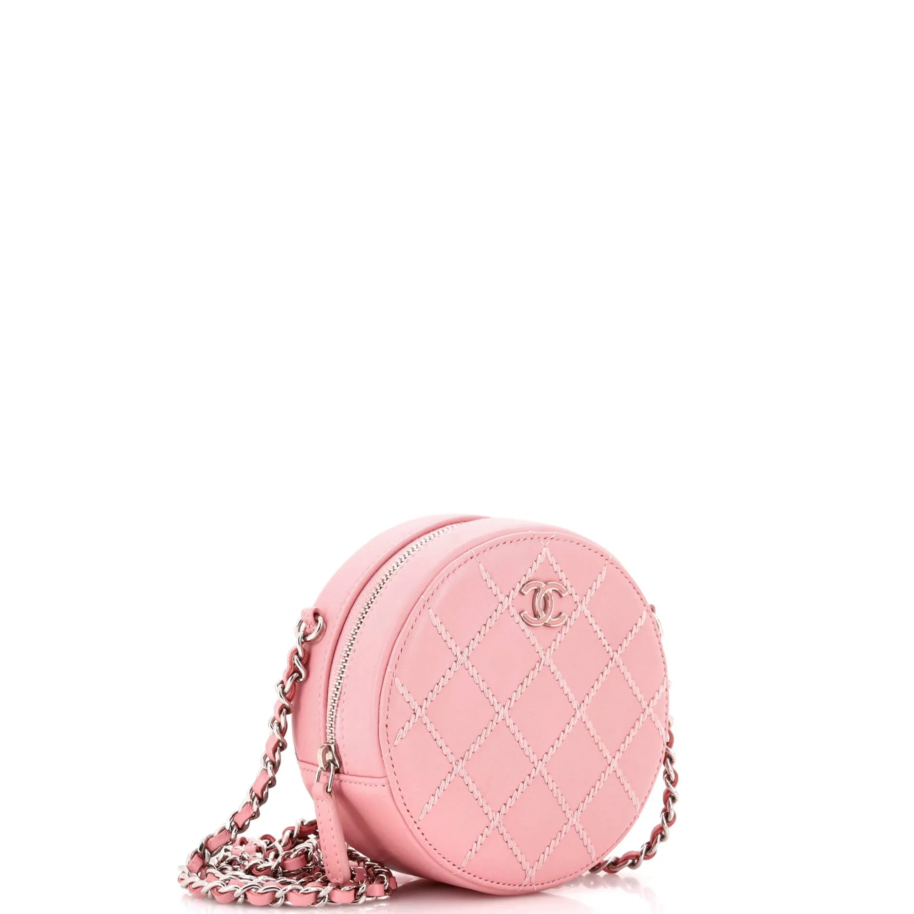 Chanel Round Clutch With Chain Stitched