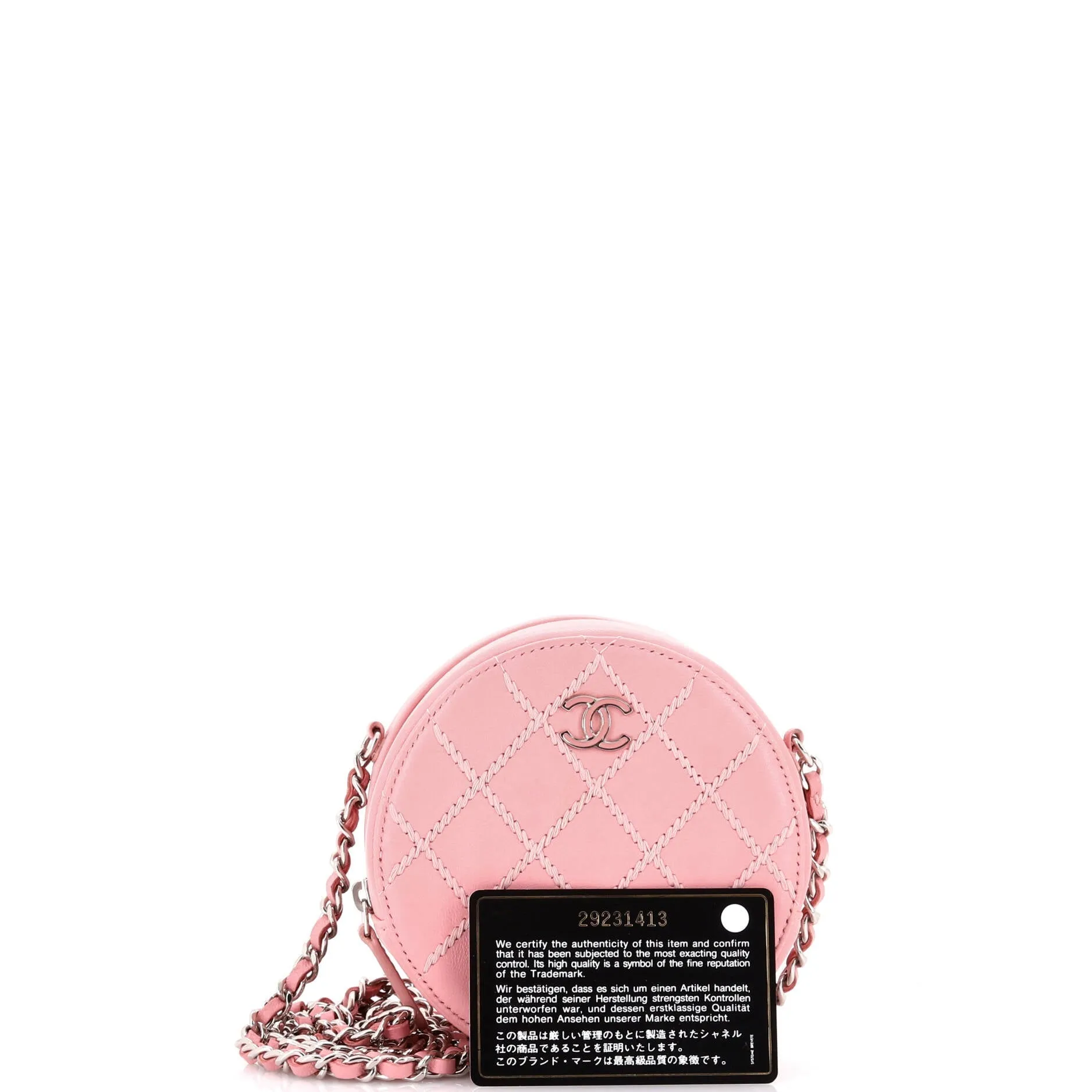 Chanel Round Clutch With Chain Stitched