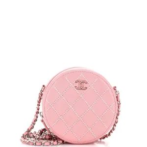 Chanel Round Clutch With Chain Stitched