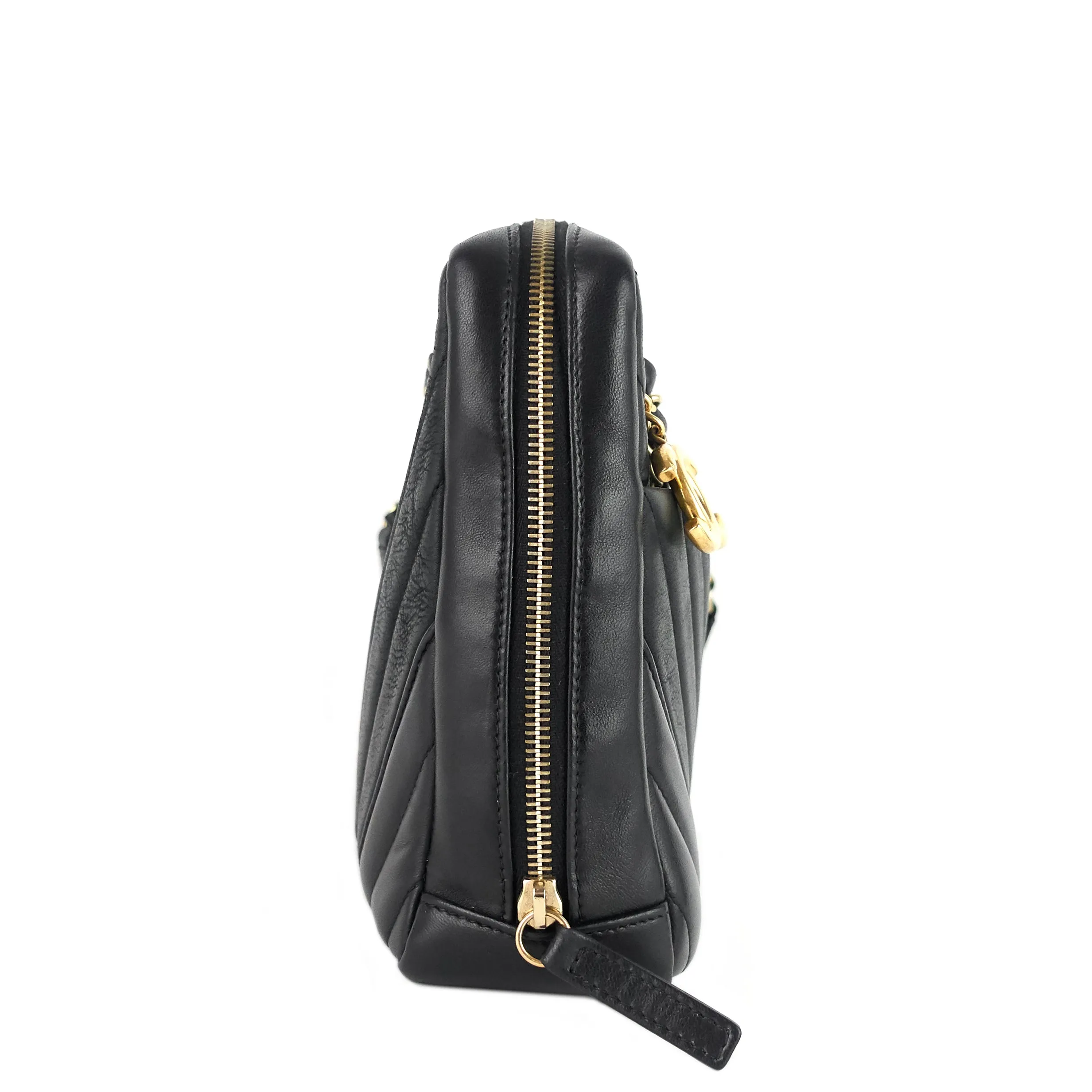 Chevron Quilted Lambskin Leather Camera Bag
