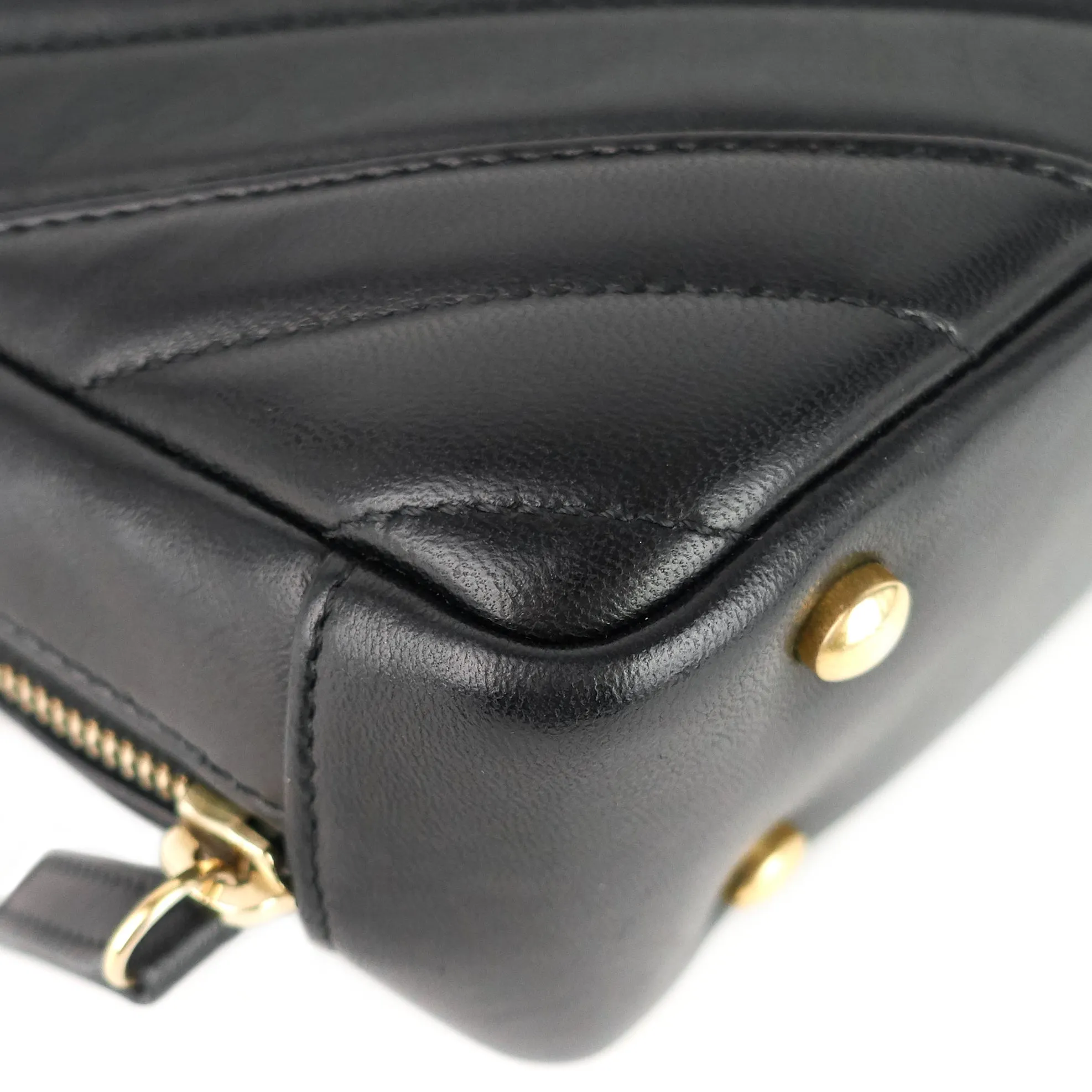 Chevron Quilted Lambskin Leather Camera Bag
