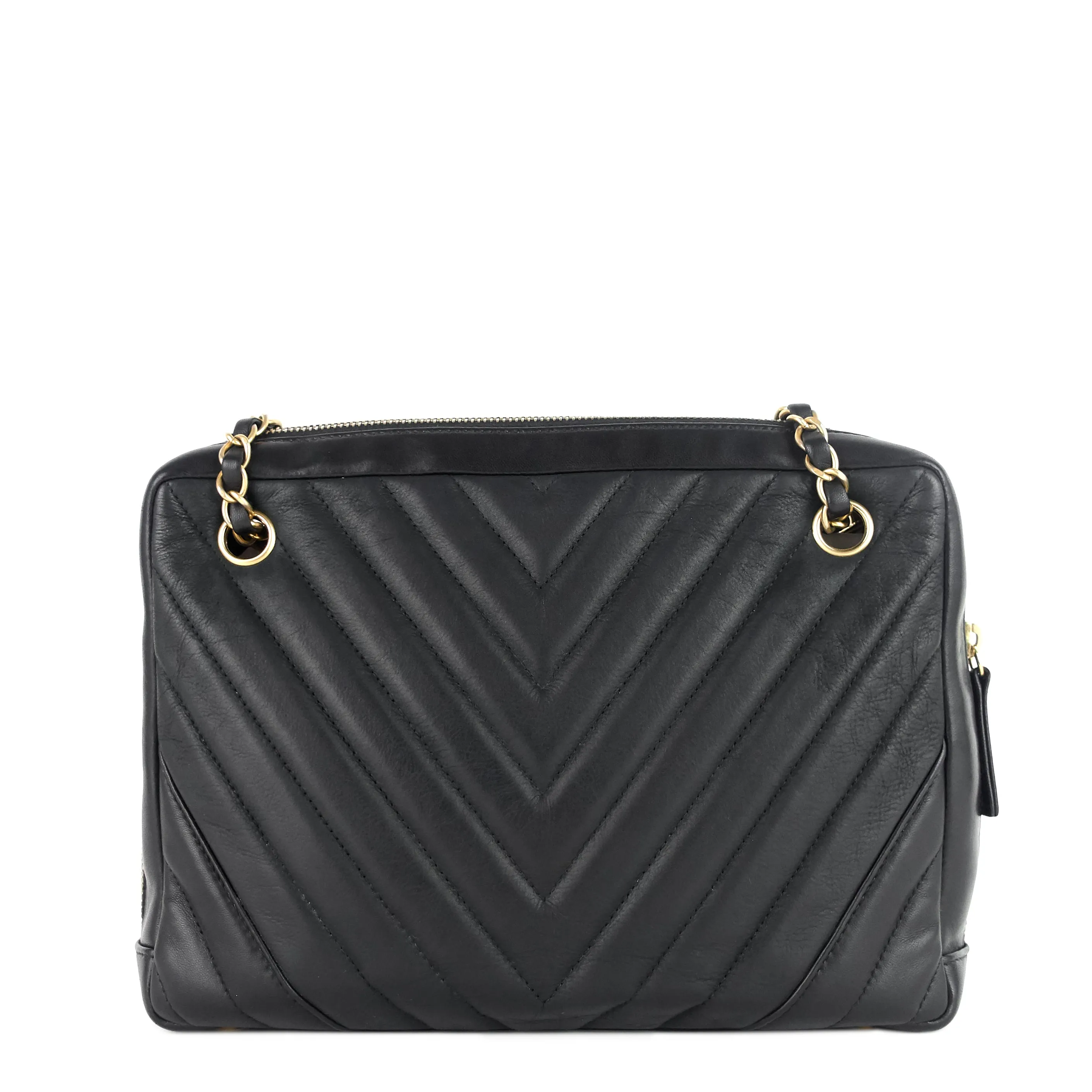 Chevron Quilted Lambskin Leather Camera Bag