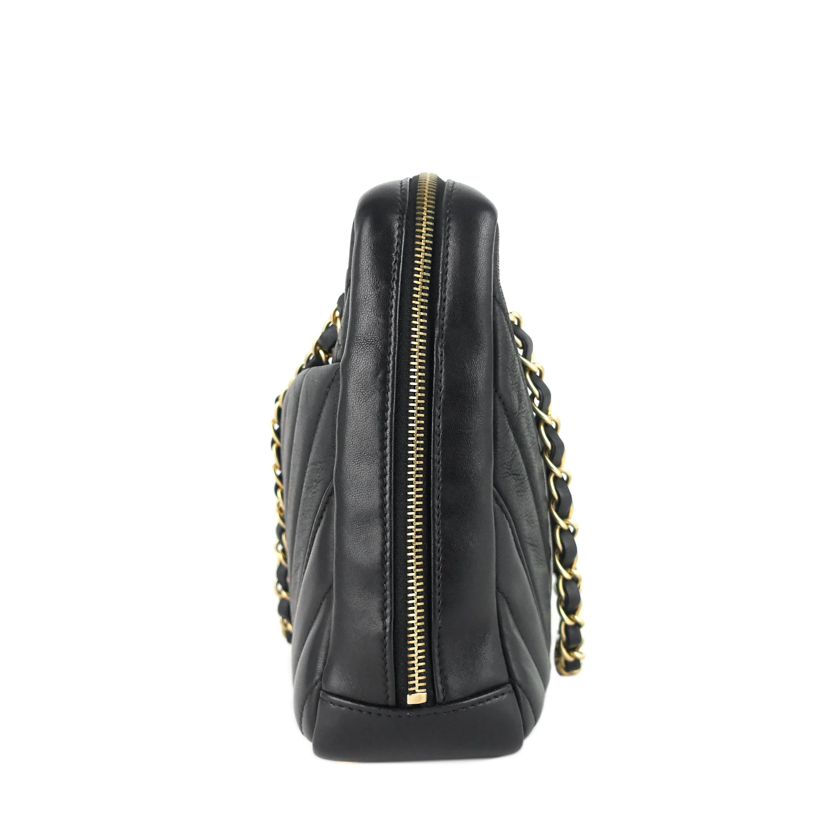 Chevron Quilted Lambskin Leather Camera Bag
