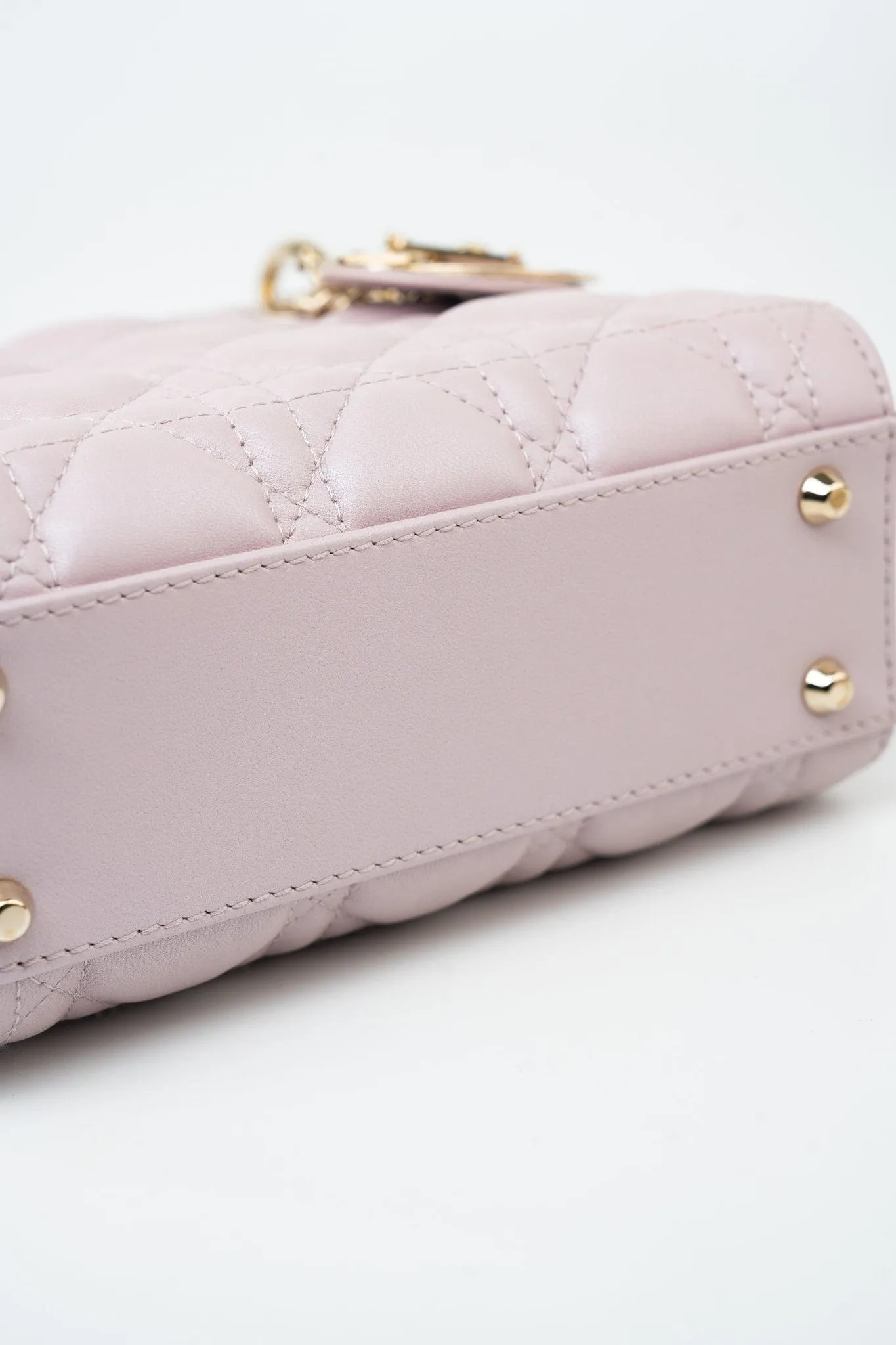 Christian Dior Mini Lady Dior Lotus Cannage  Pale Lilac Pink Pearlescent Lambskin