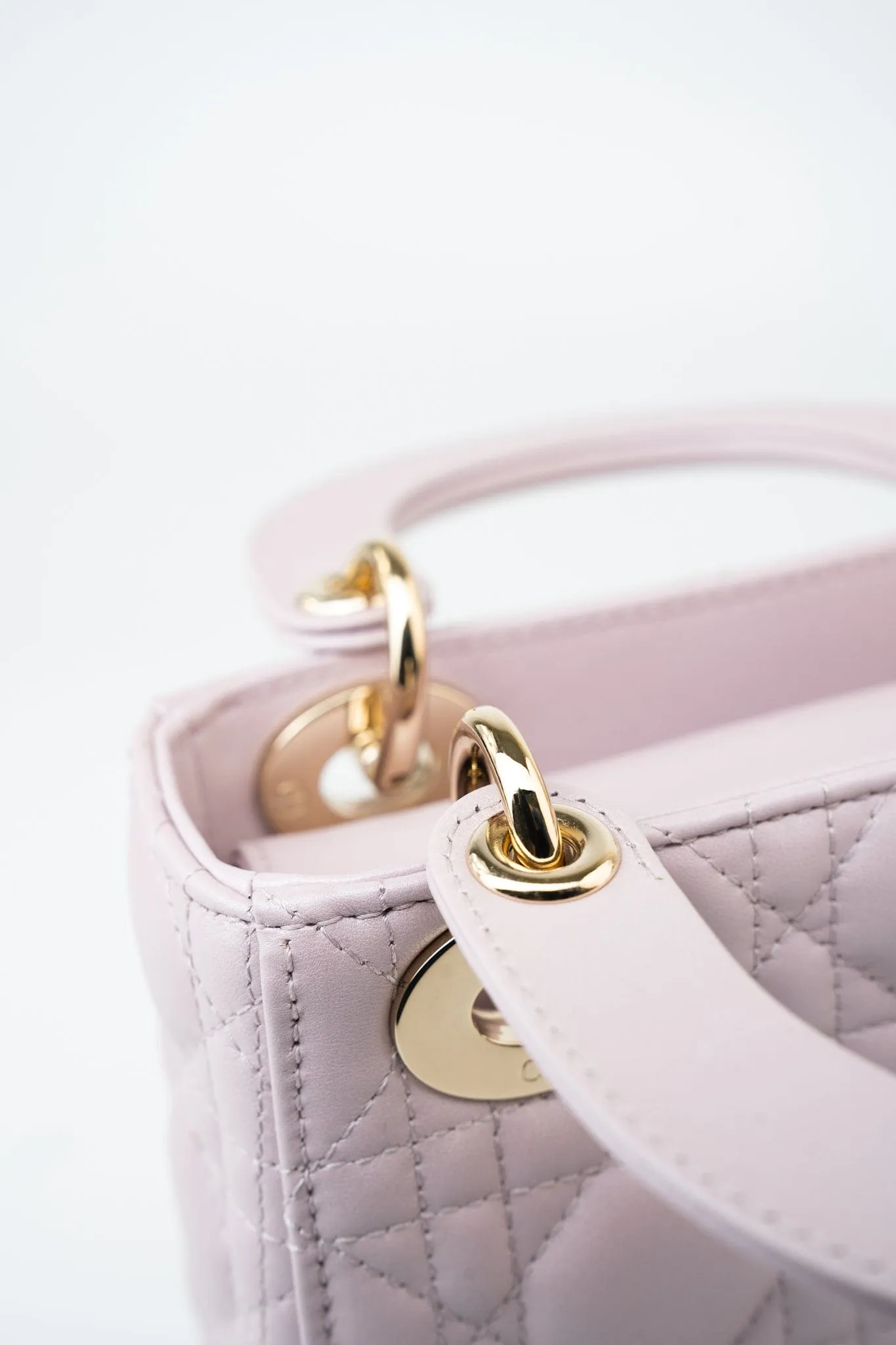 Christian Dior Mini Lady Dior Lotus Cannage  Pale Lilac Pink Pearlescent Lambskin