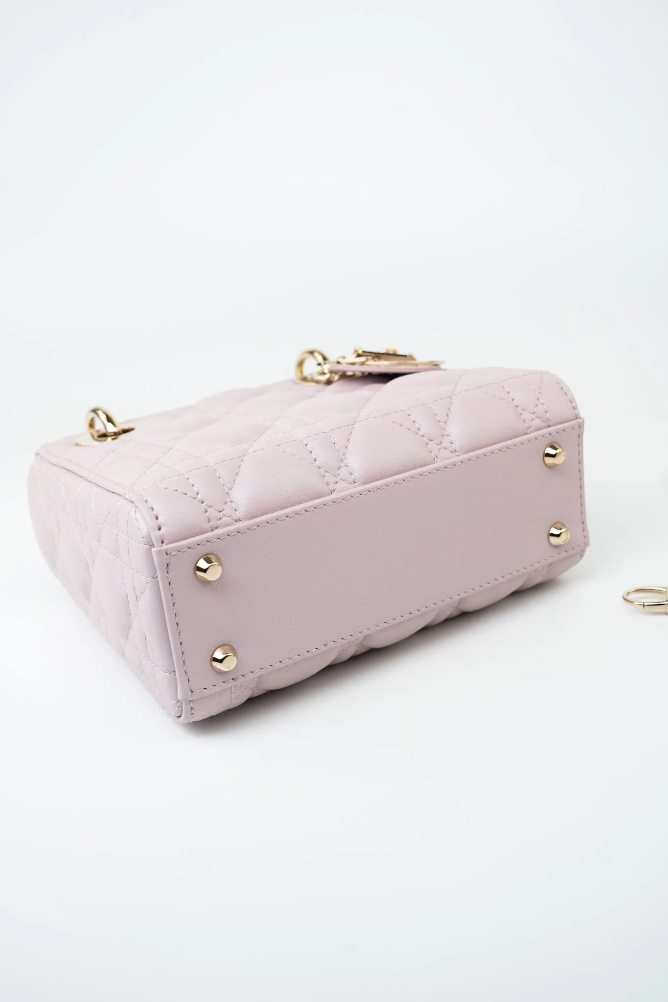 Christian Dior Mini Lady Dior Lotus Cannage  Pale Lilac Pink Pearlescent Lambskin
