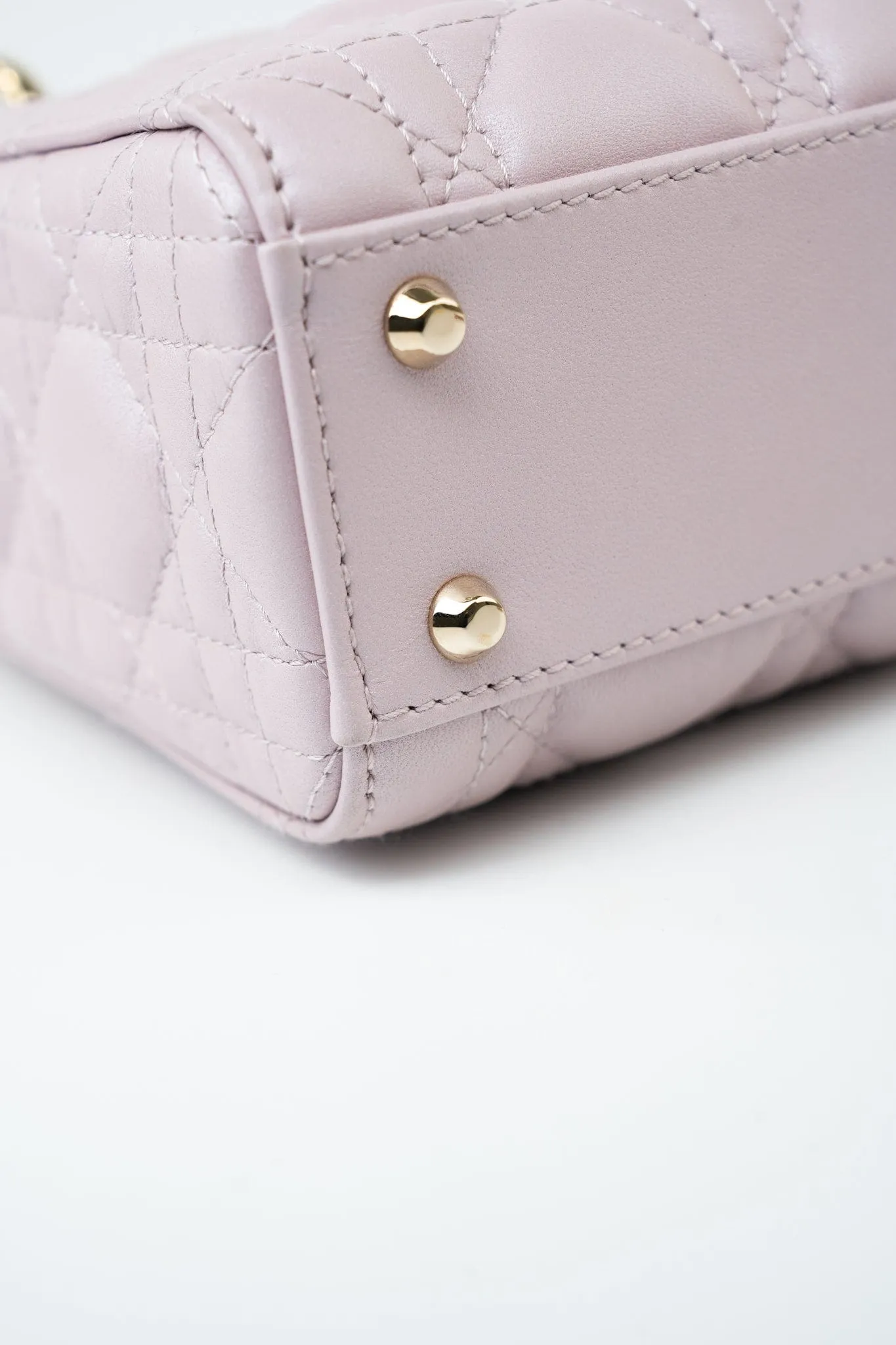 Christian Dior Mini Lady Dior Lotus Cannage  Pale Lilac Pink Pearlescent Lambskin