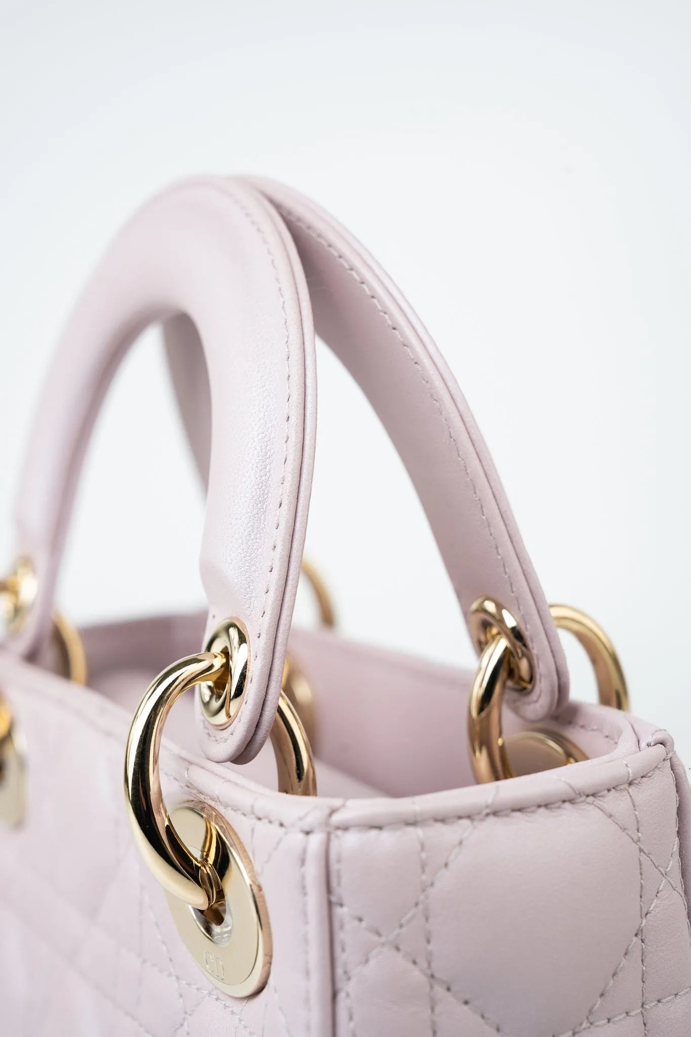 Christian Dior Mini Lady Dior Lotus Cannage  Pale Lilac Pink Pearlescent Lambskin