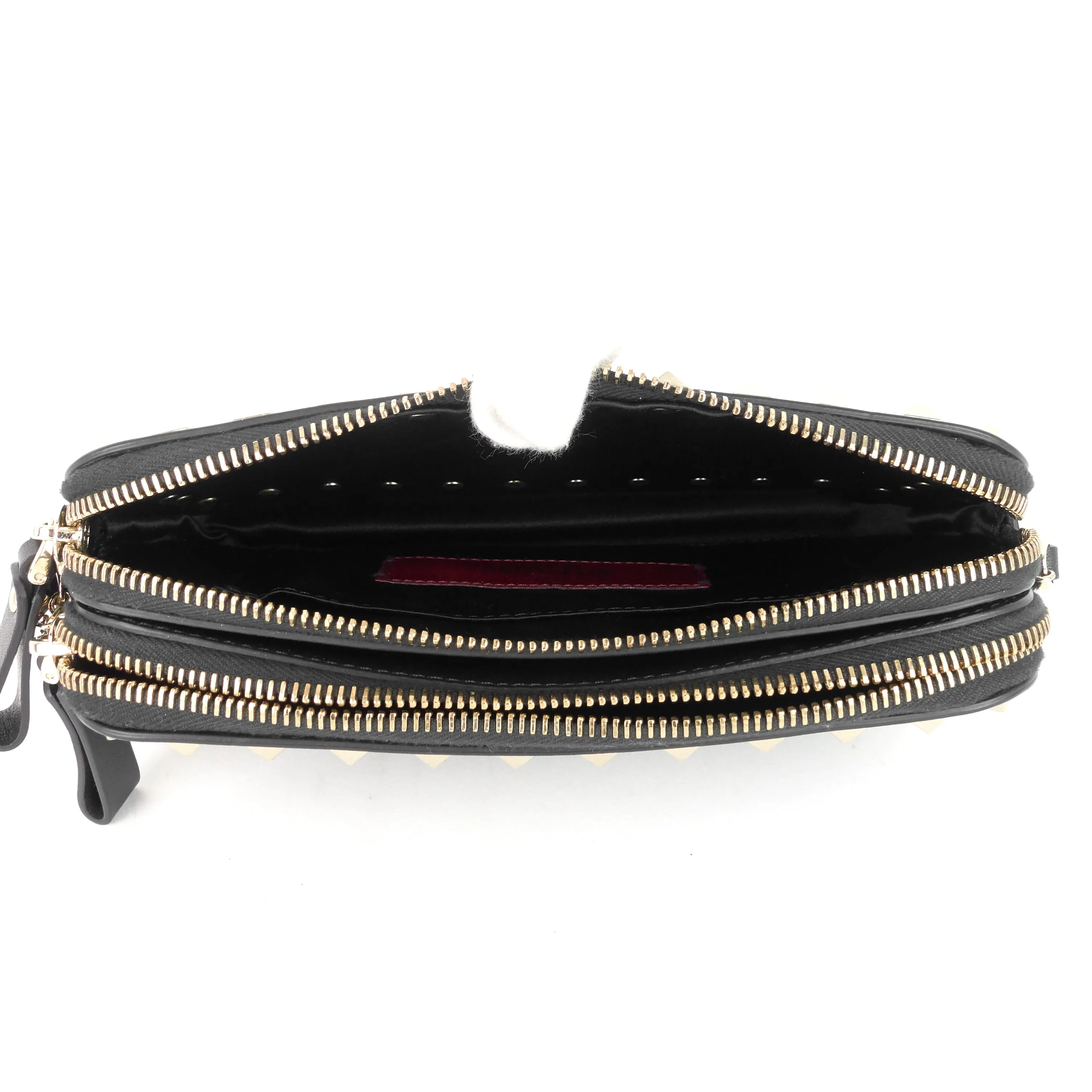 Double Zip Rockstud Leather Camera Bag