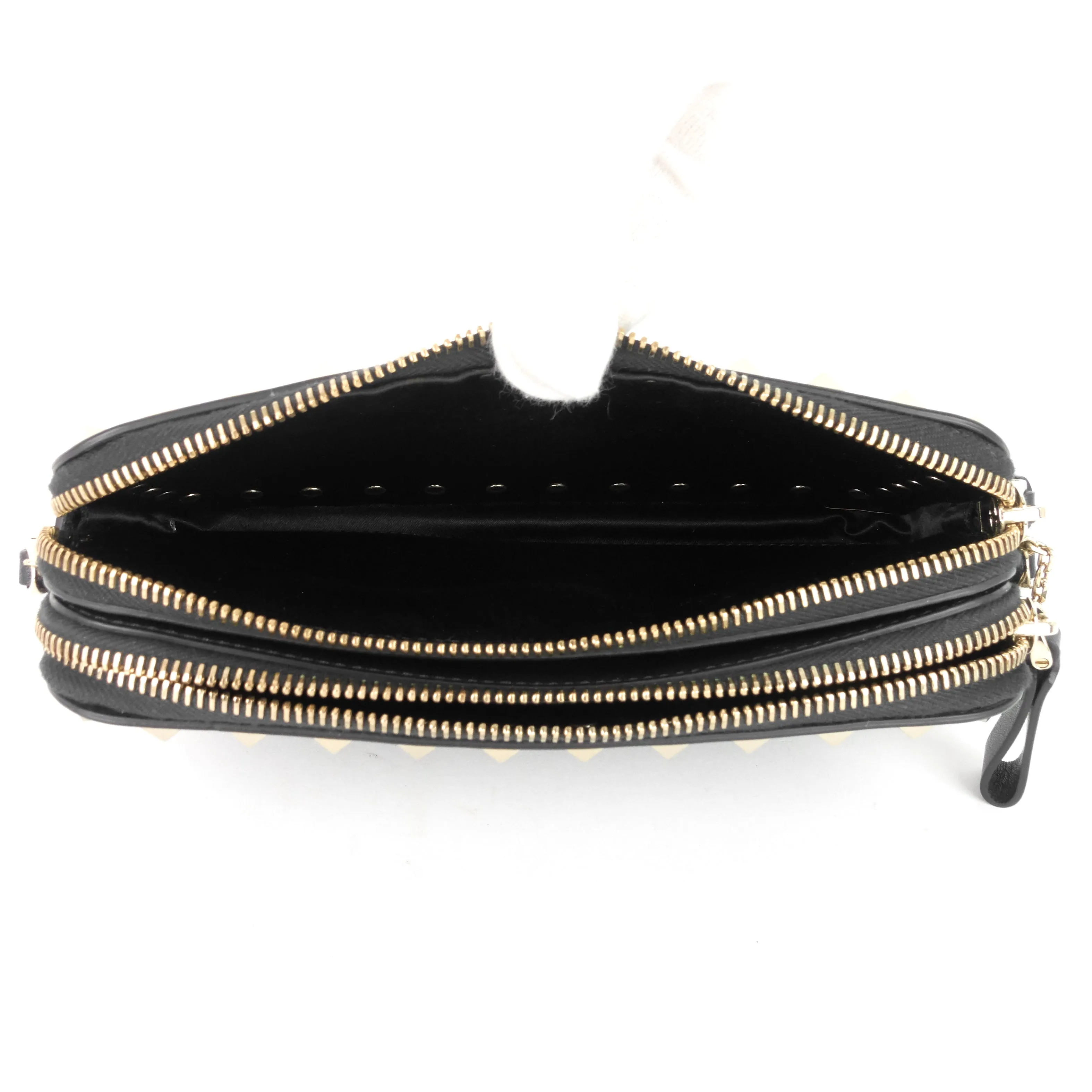 Double Zip Rockstud Leather Camera Bag