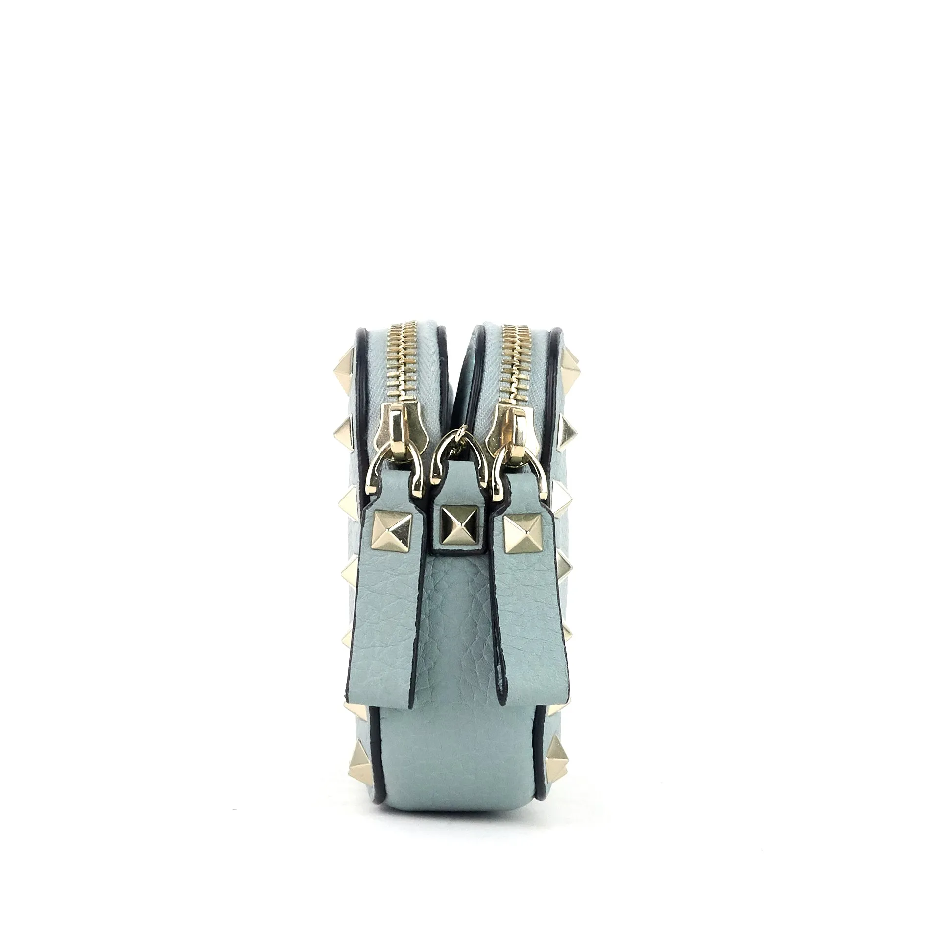Double Zip Rockstud Leather Camera Bag
