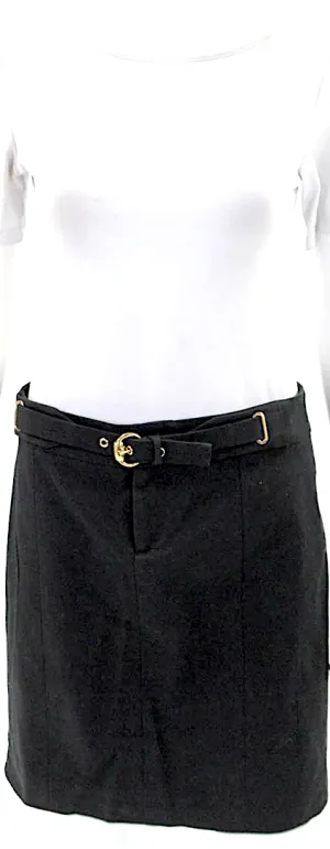 Gucci Italy. Black Cotton Zippered Belted Casual Mini Skirt