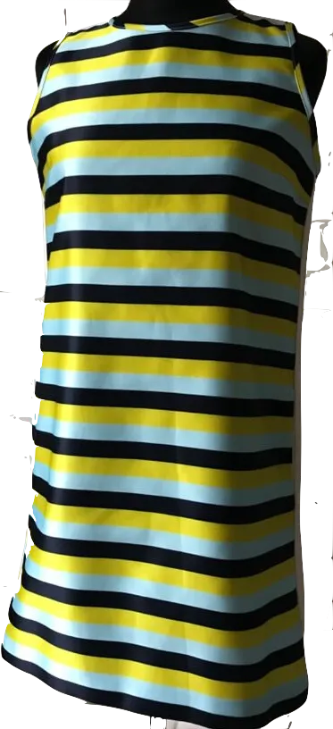 Iceberg Italy. Striped Front Tessuto Nylon, White Back Mini Dress