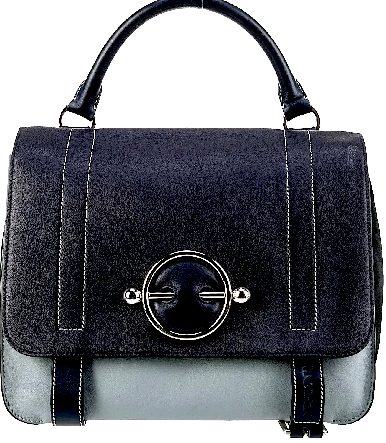 J.W. Anderson UK. Blue/Black Leather Top Handle Bag