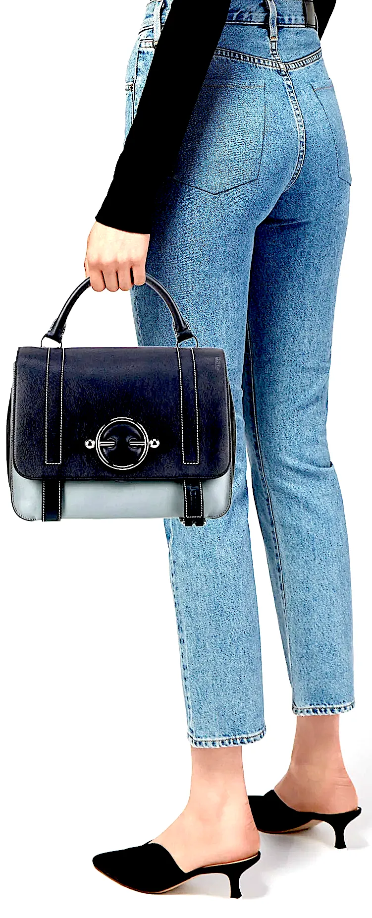 J.W. Anderson UK. Blue/Black Leather Top Handle Bag