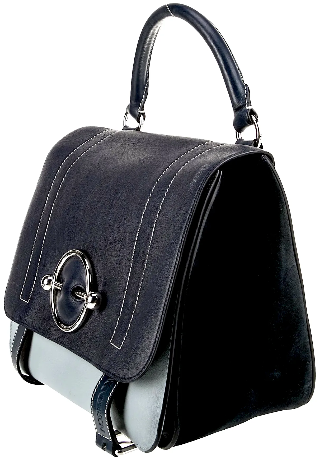 J.W. Anderson UK. Blue/Black Leather Top Handle Bag