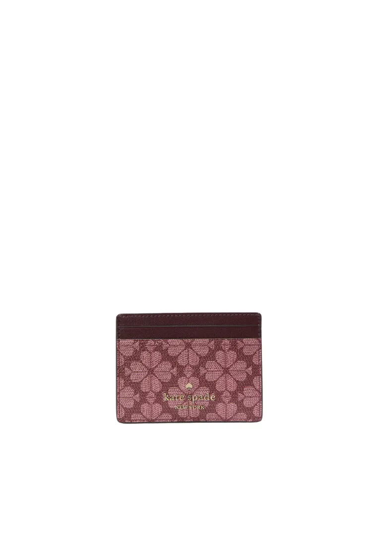 Kate Spade Signature Spade Flower Small Slim Card Case In Grenache KI371