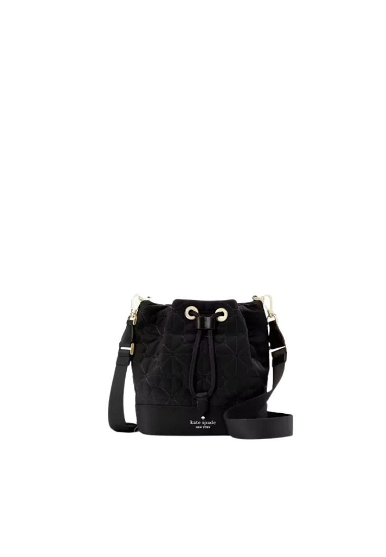 Kate Spade Spade Flower Quilted Bucket Bag In Black KK076