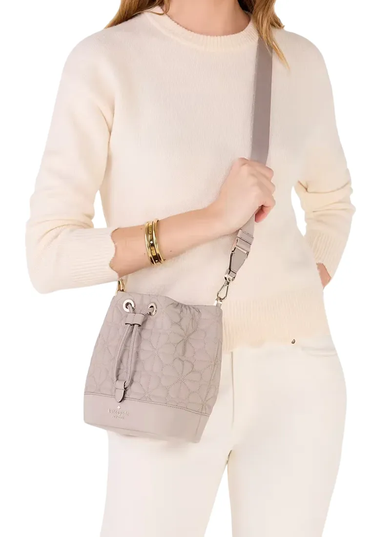 Kate Spade Spade Flower Quilted Bucket Bag In Cozy Grey KK076