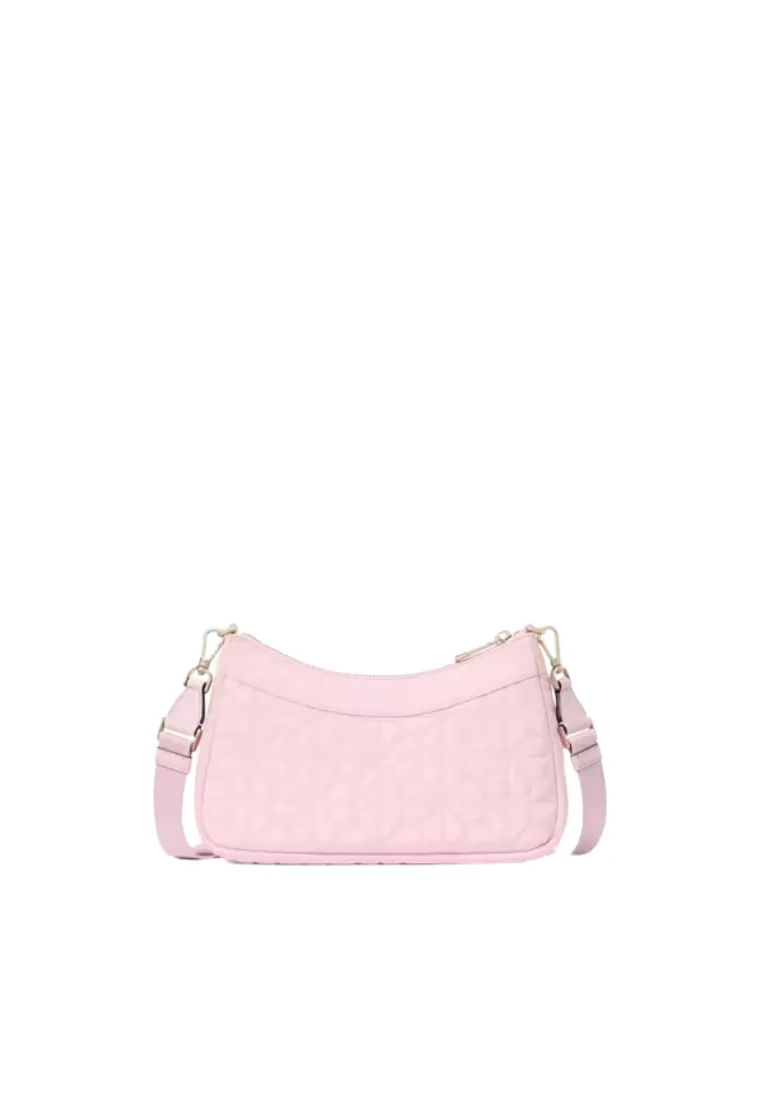 Kate Spade Spade Flower Quilted Nylon Convertible Shoulder Bag In Pink Horiz KK077