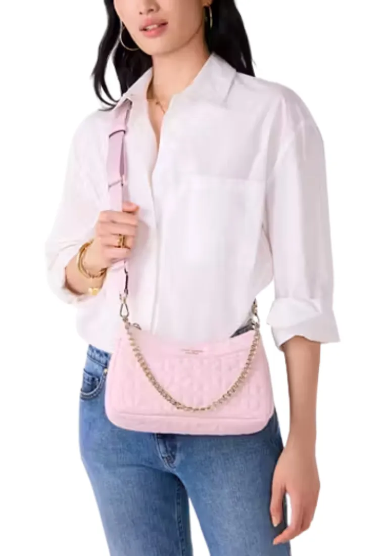 Kate Spade Spade Flower Quilted Nylon Convertible Shoulder Bag In Pink Horiz KK077