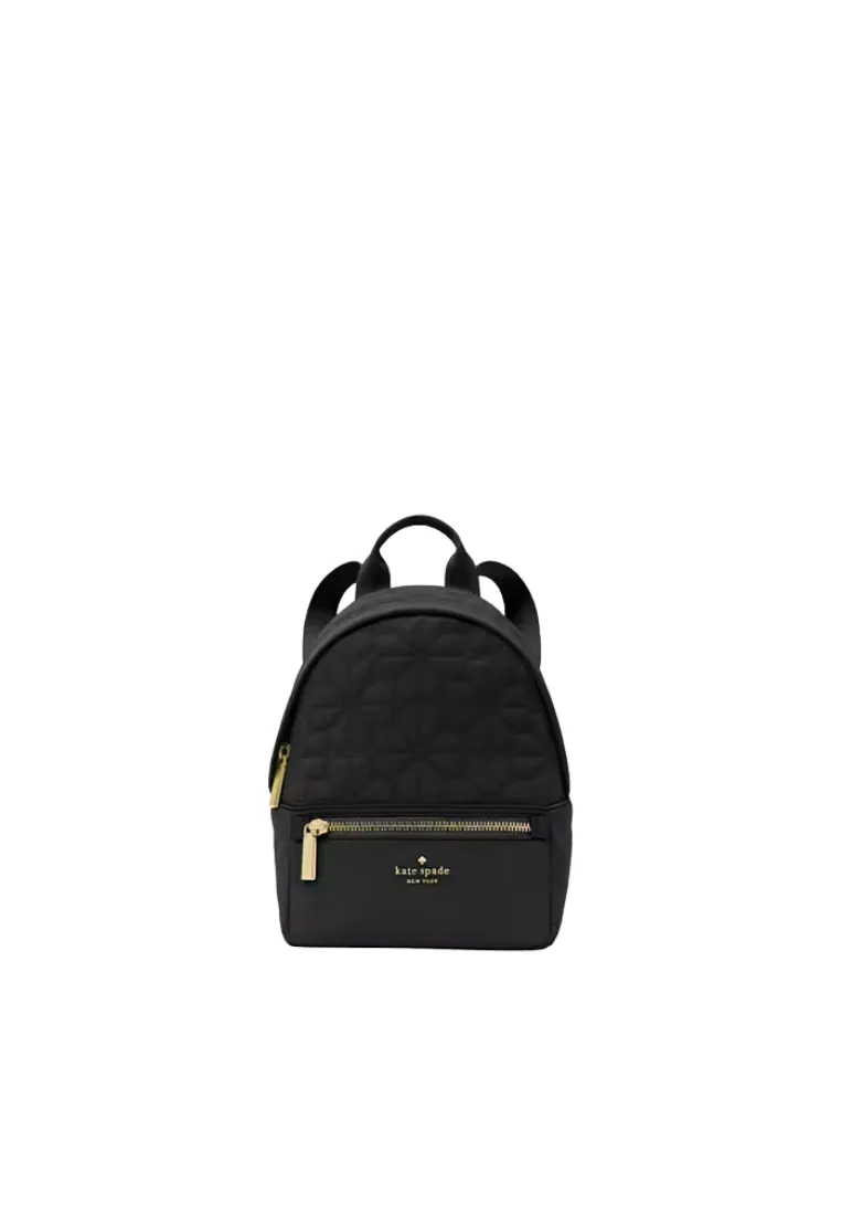 Kate Spade Spade Flower Quilted Nylon Small Backpack In Black KK158