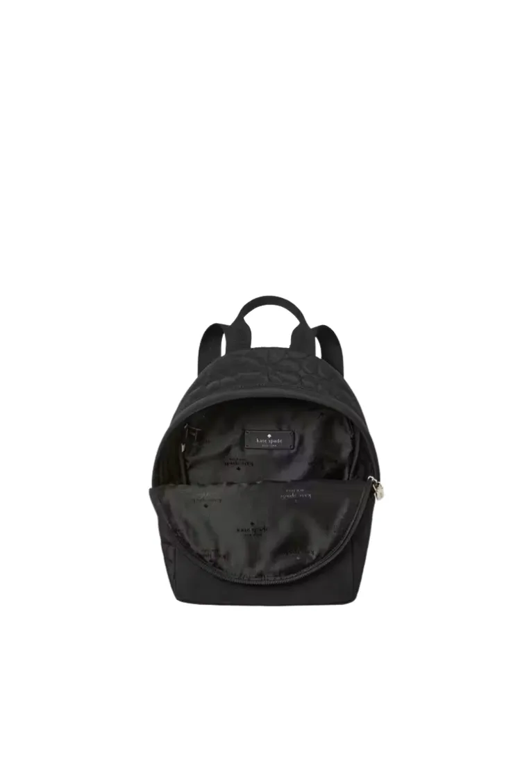 Kate Spade Spade Flower Quilted Nylon Small Backpack In Black KK158