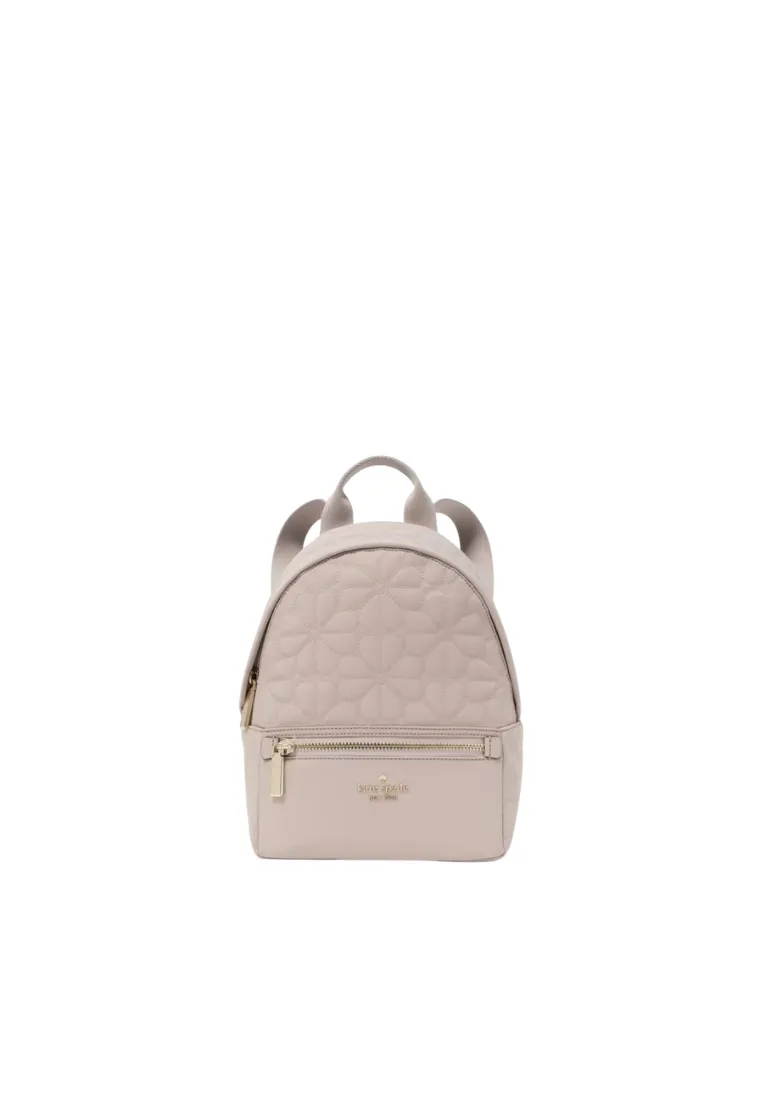 Kate Spade Spade Flower Quilted Nylon Small Backpack In Cozy Grey KK158