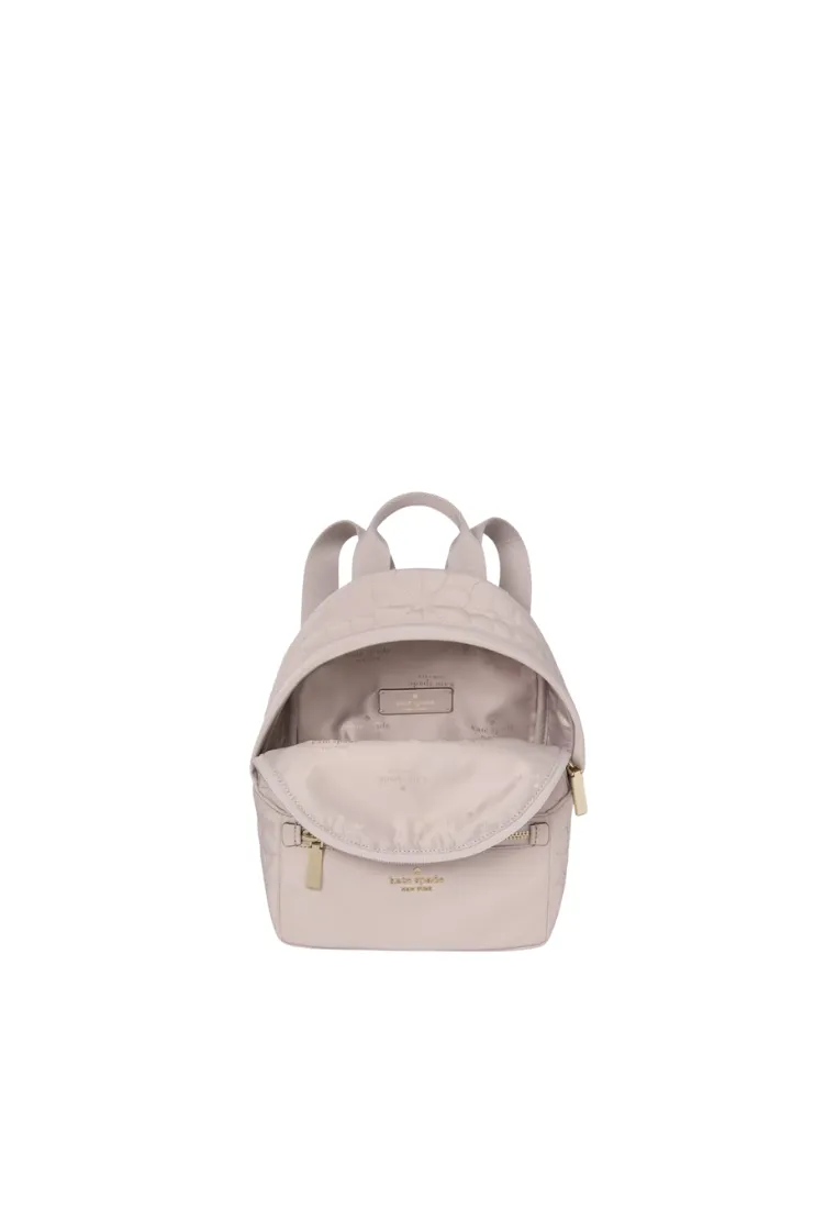 Kate Spade Spade Flower Quilted Nylon Small Backpack In Cozy Grey KK158