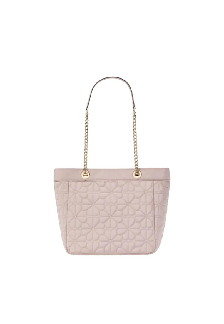 Kate Spade Spade Flower Quilted Nylon Tote Bag In Cozy Grey KK156