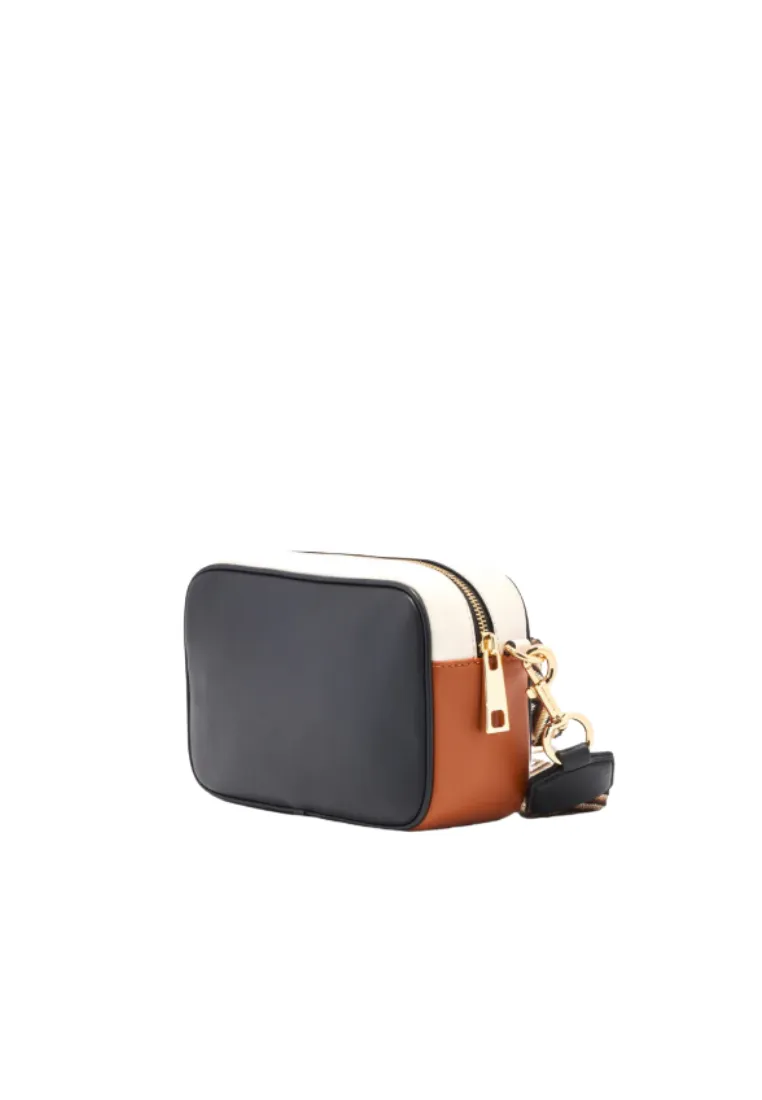 Marc Jacobs Signet Leather Camera Bag H125L01RE21 with Arrow Webbing Strap In Black Multi
