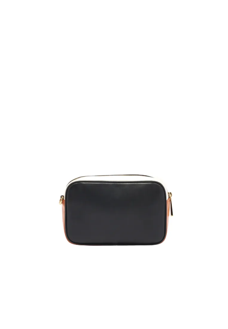 Marc Jacobs Signet Leather Camera Bag H125L01RE21 with Arrow Webbing Strap In Black Multi