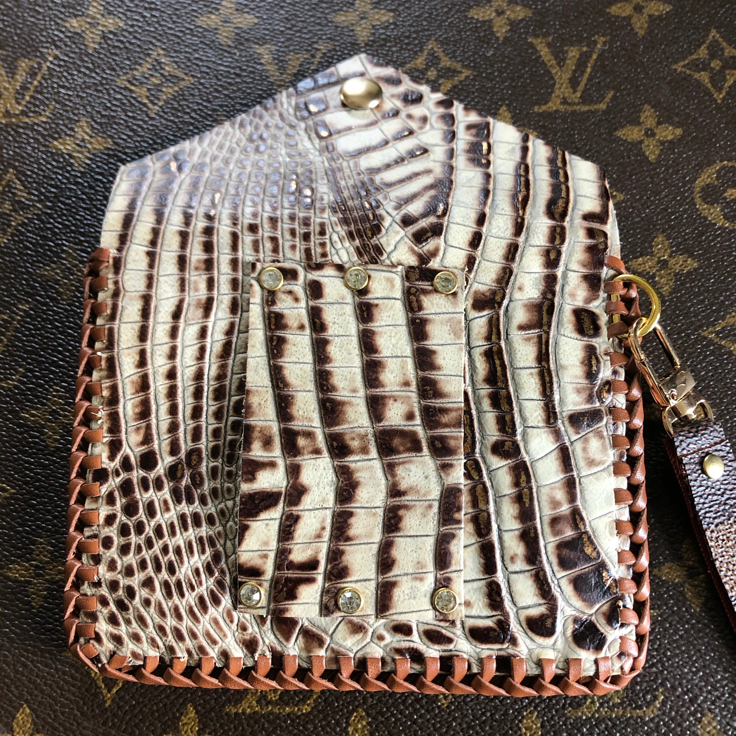 The Cardinal - Damier and Cream Vintage Card Holder/Fanny Pack/Keychain