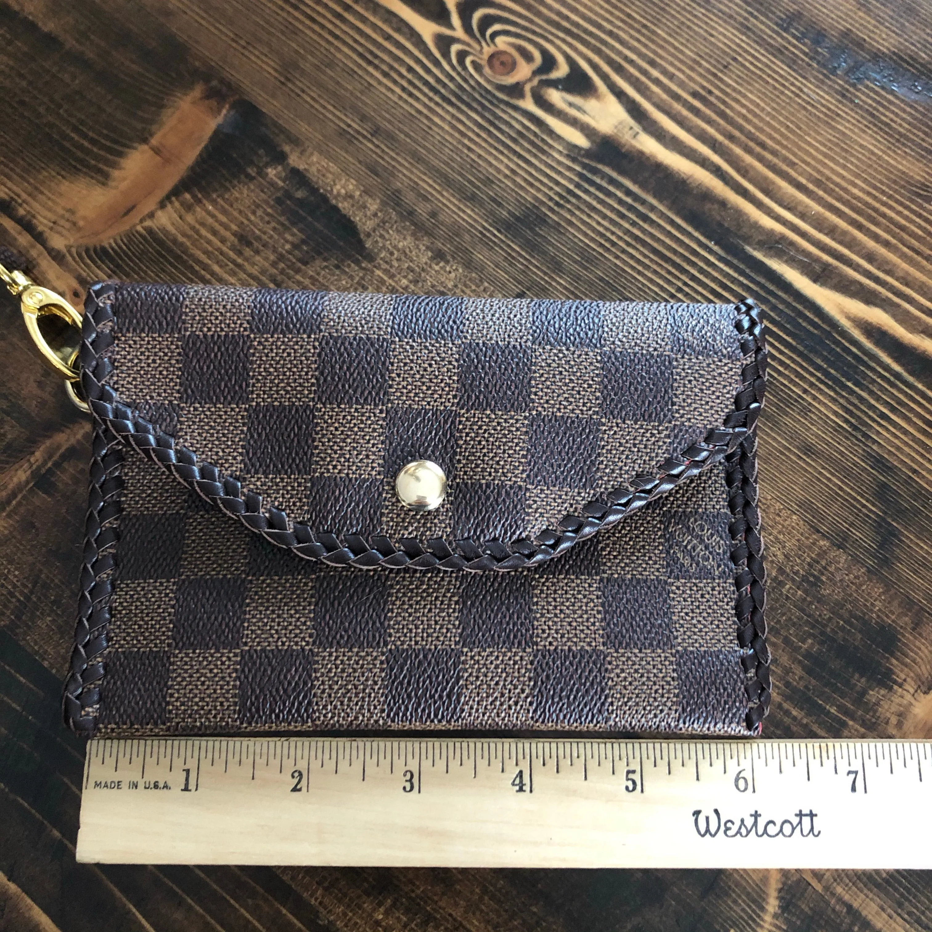 The Cardinal - Damier and Red inside Vintage Card Holder/Wallet/Keychain