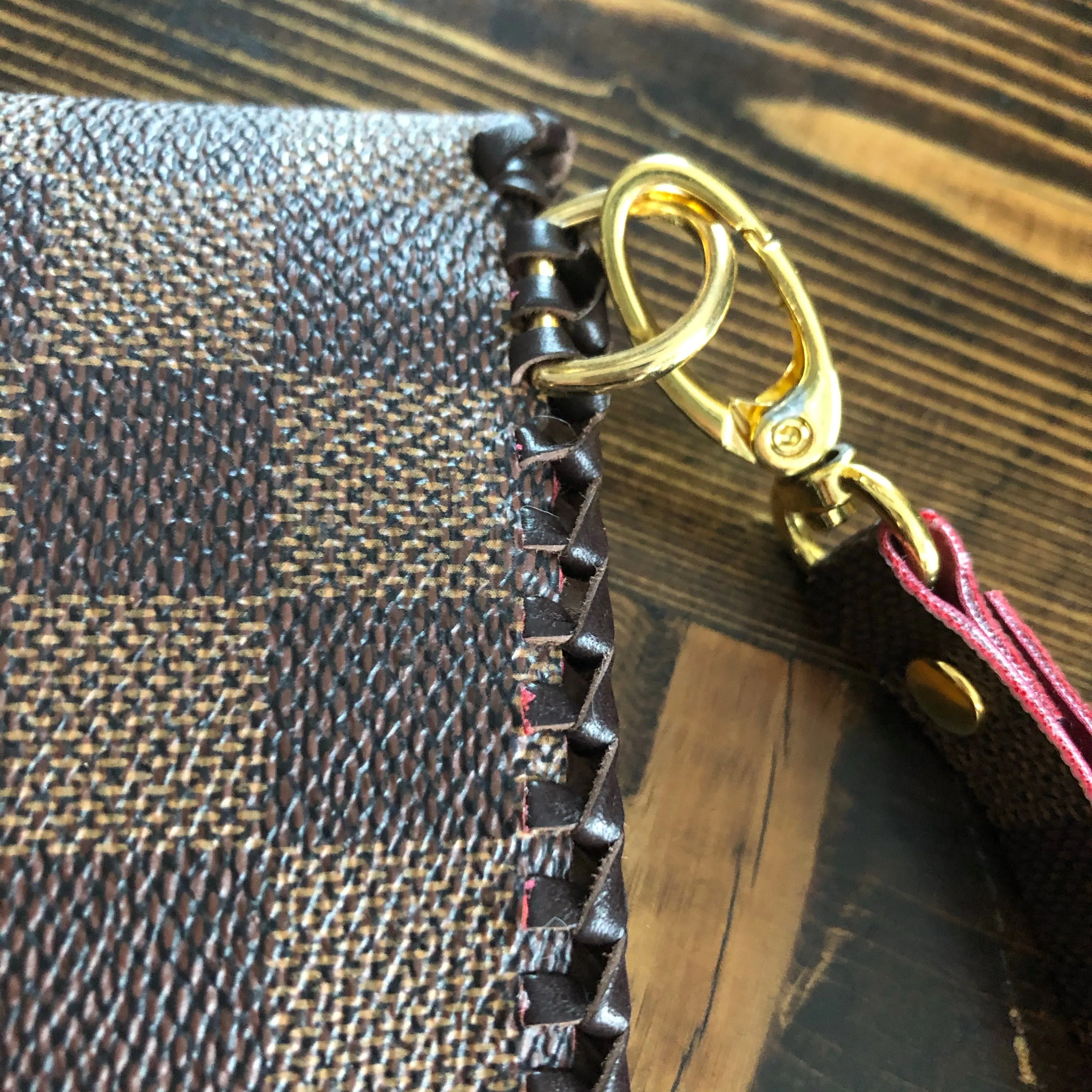 The Cardinal - Damier and Red inside Vintage Card Holder/Wallet/Keychain