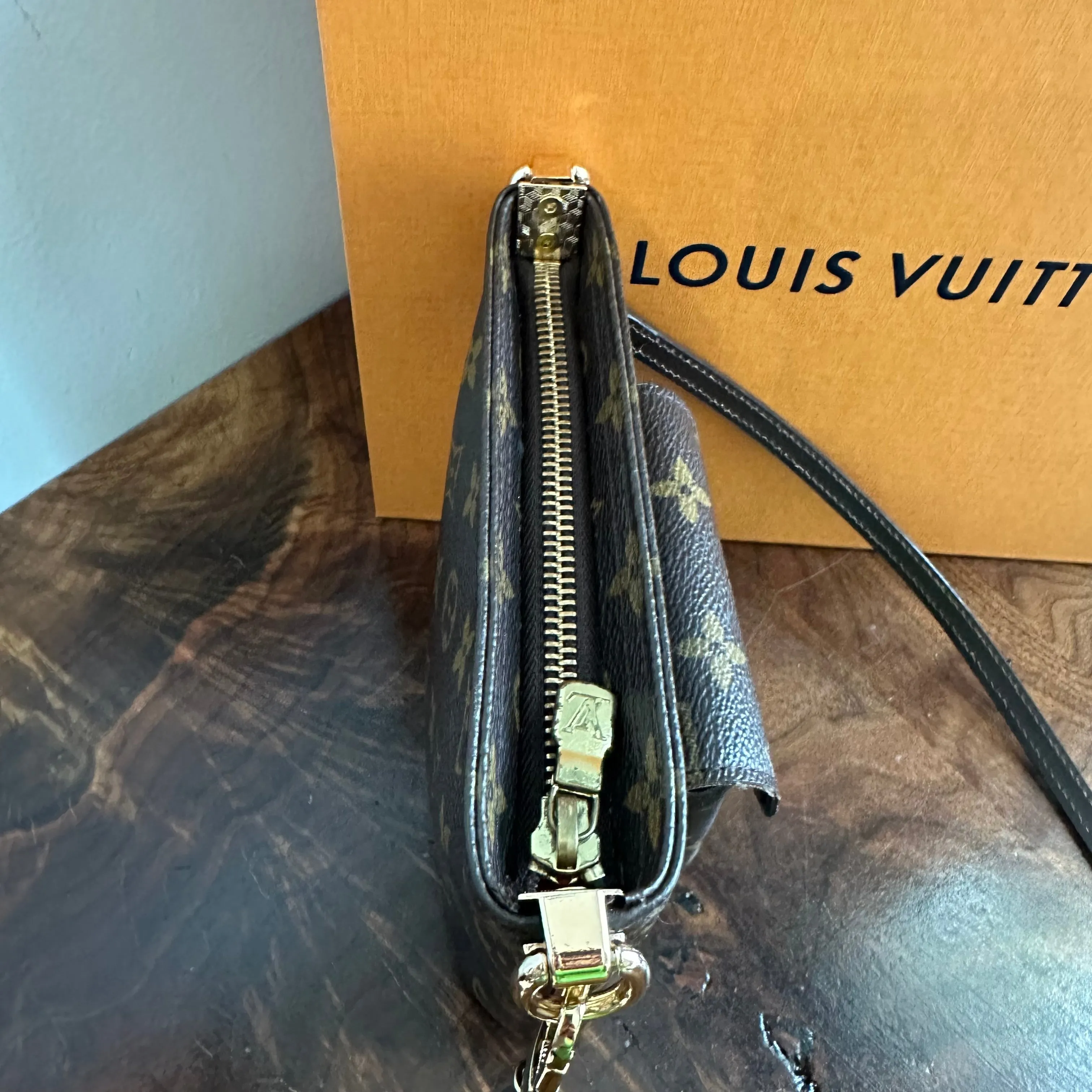 The Junco Crossbody - Vintage Monogram  LV in Dark Brown