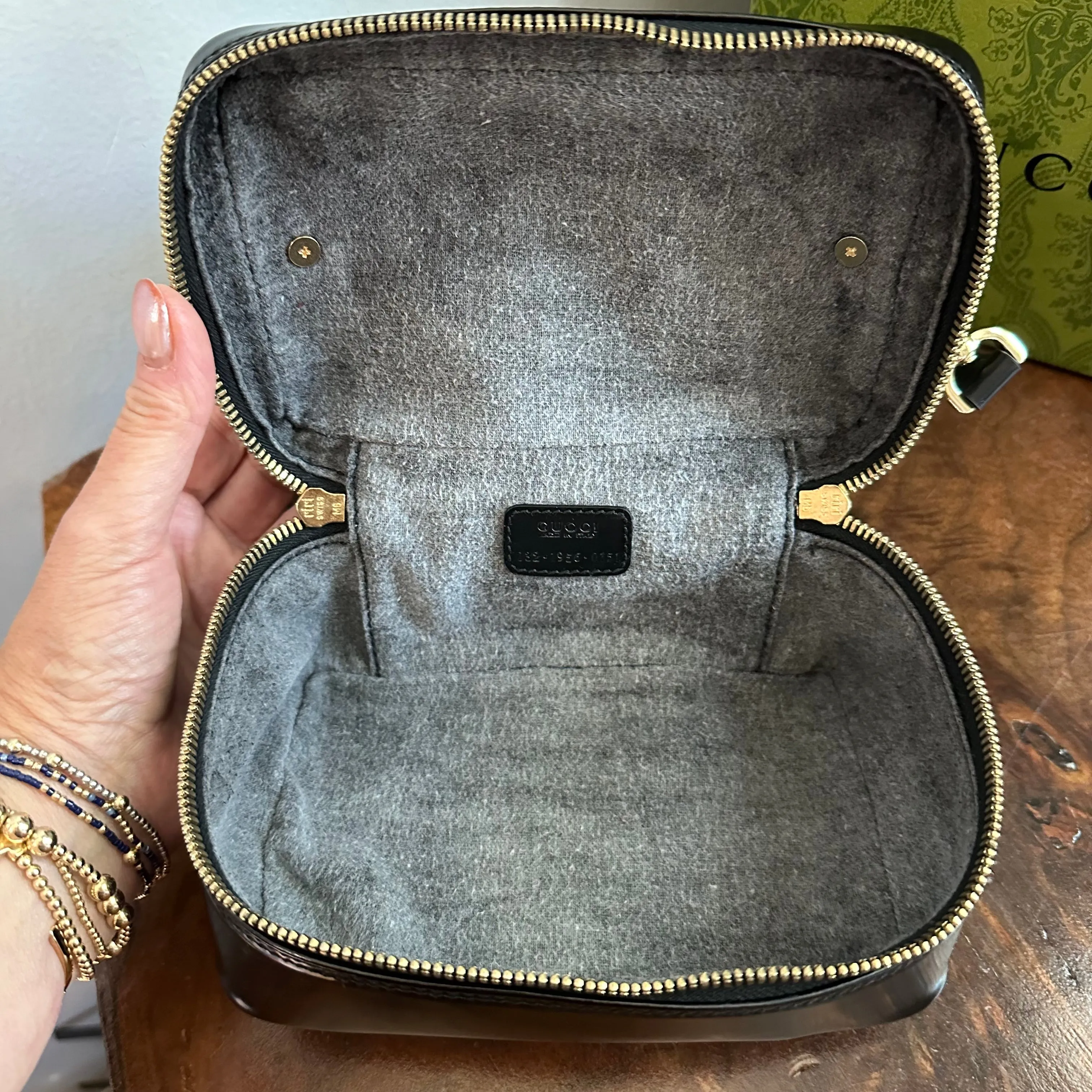 The Junco Crossbody/Clutch - Vintage Gucci Bamboo Cosmetic Bag in Black Leather