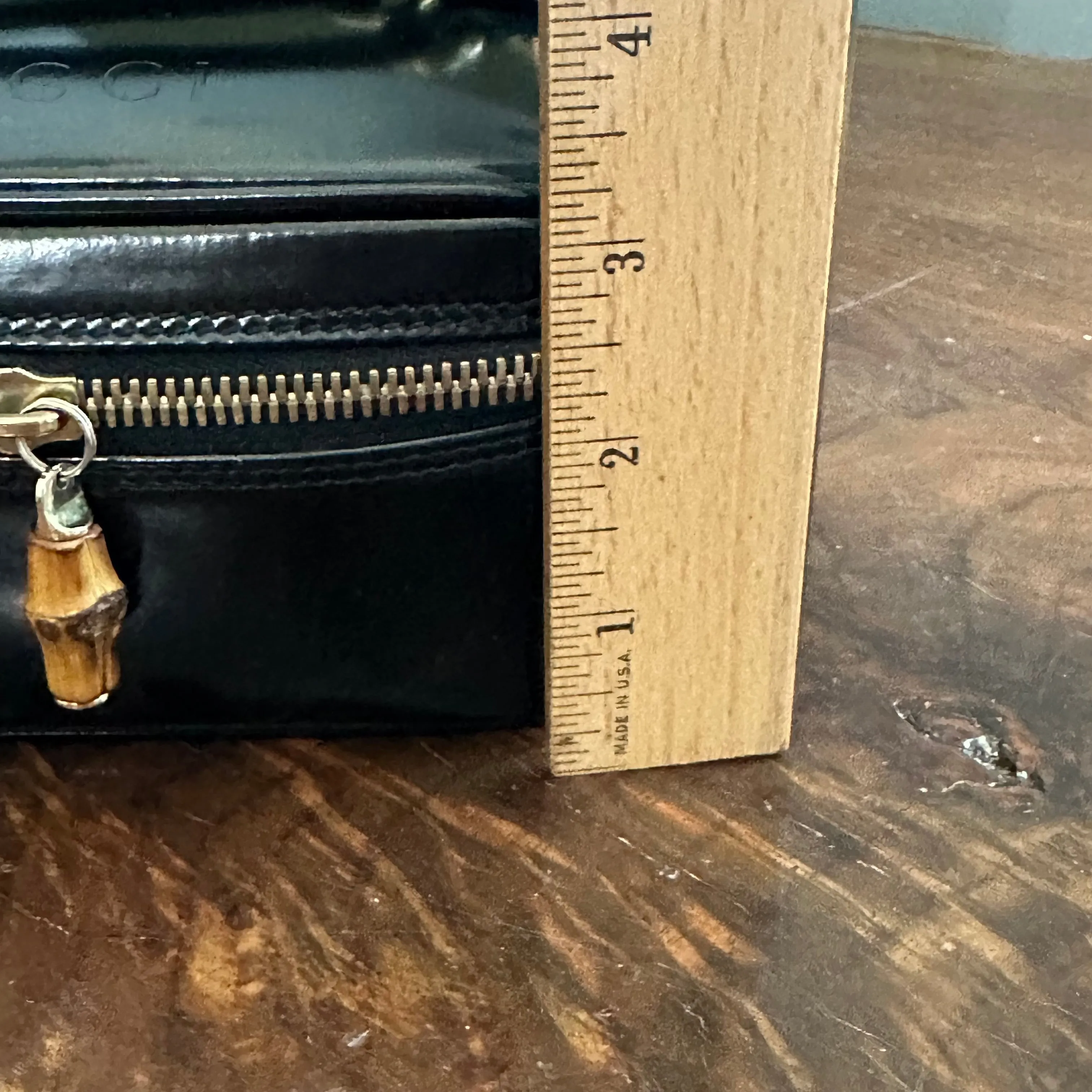 The Junco Crossbody/Clutch - Vintage Gucci Bamboo Cosmetic Bag in Black Leather