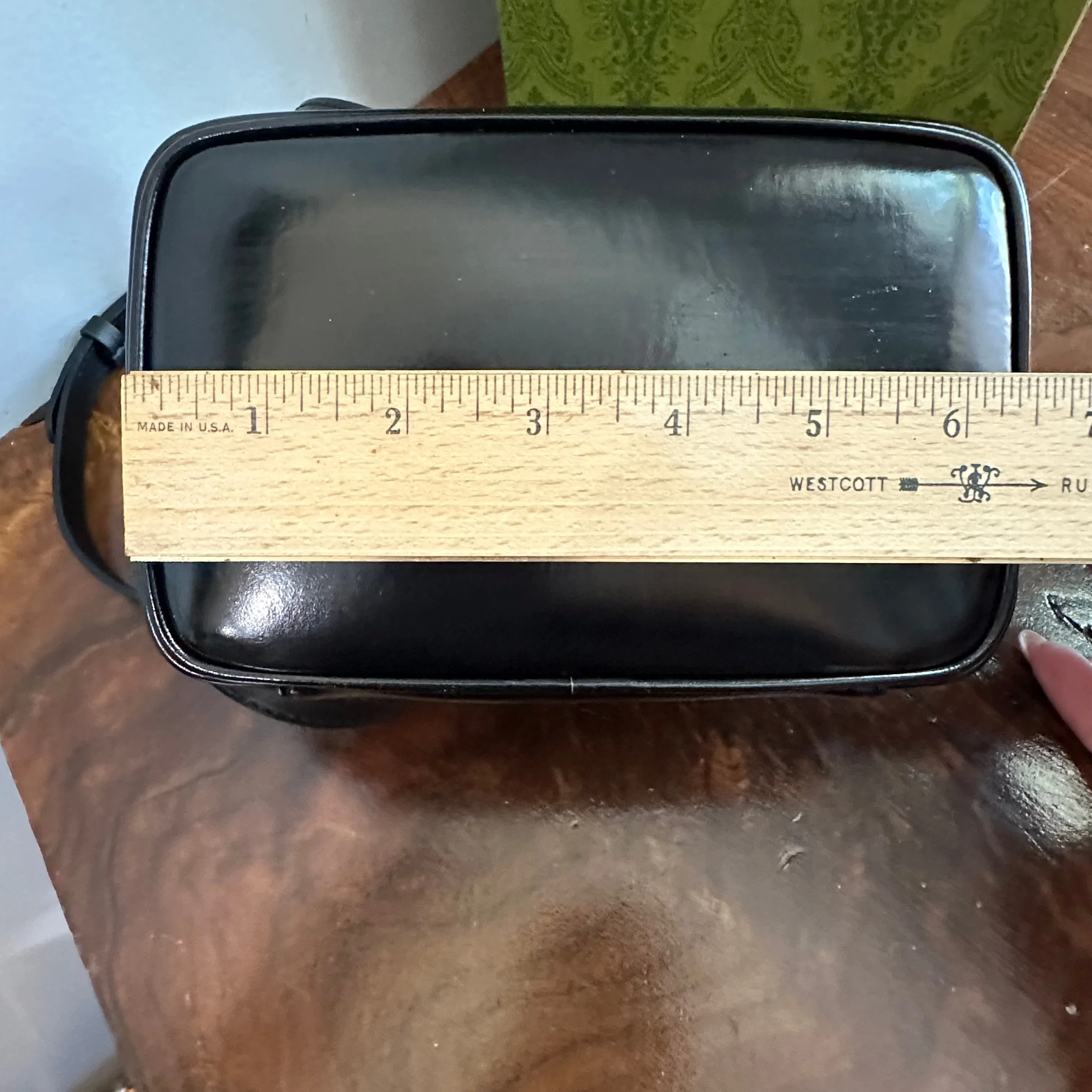 The Junco Crossbody/Clutch - Vintage Gucci Bamboo Cosmetic Bag in Black Leather