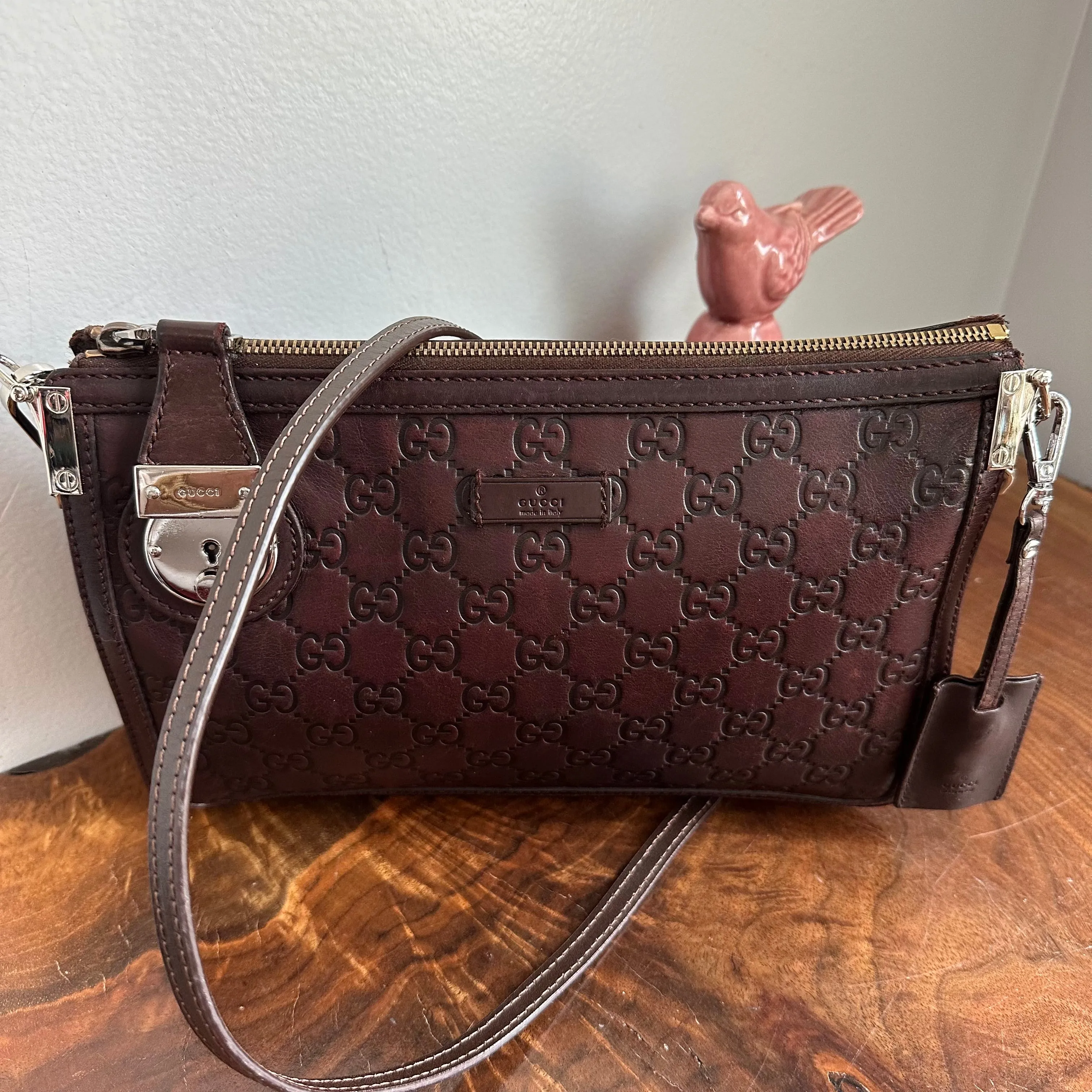 The Junco - Vintage Gucci Guccissima Crossbody Bag in Brown